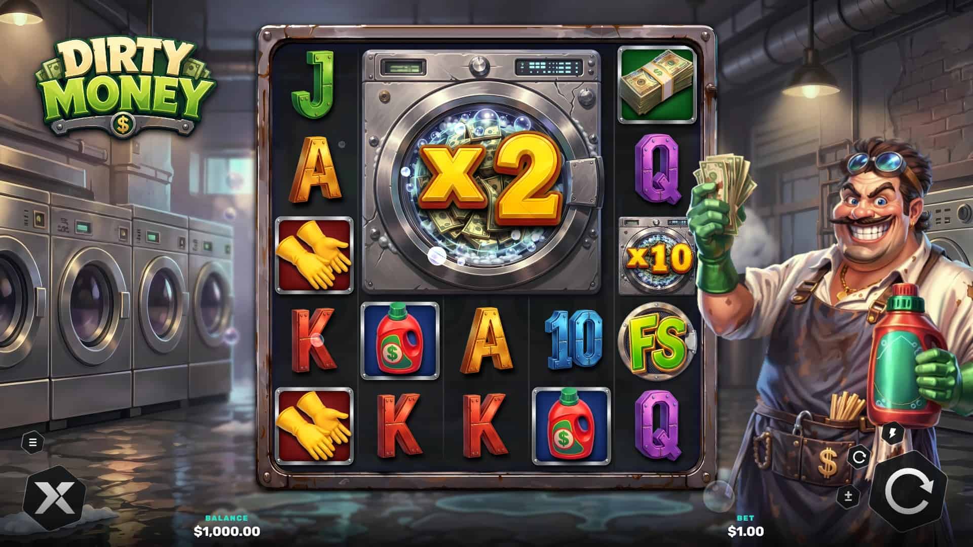 Dirty Money slot gameplay reels