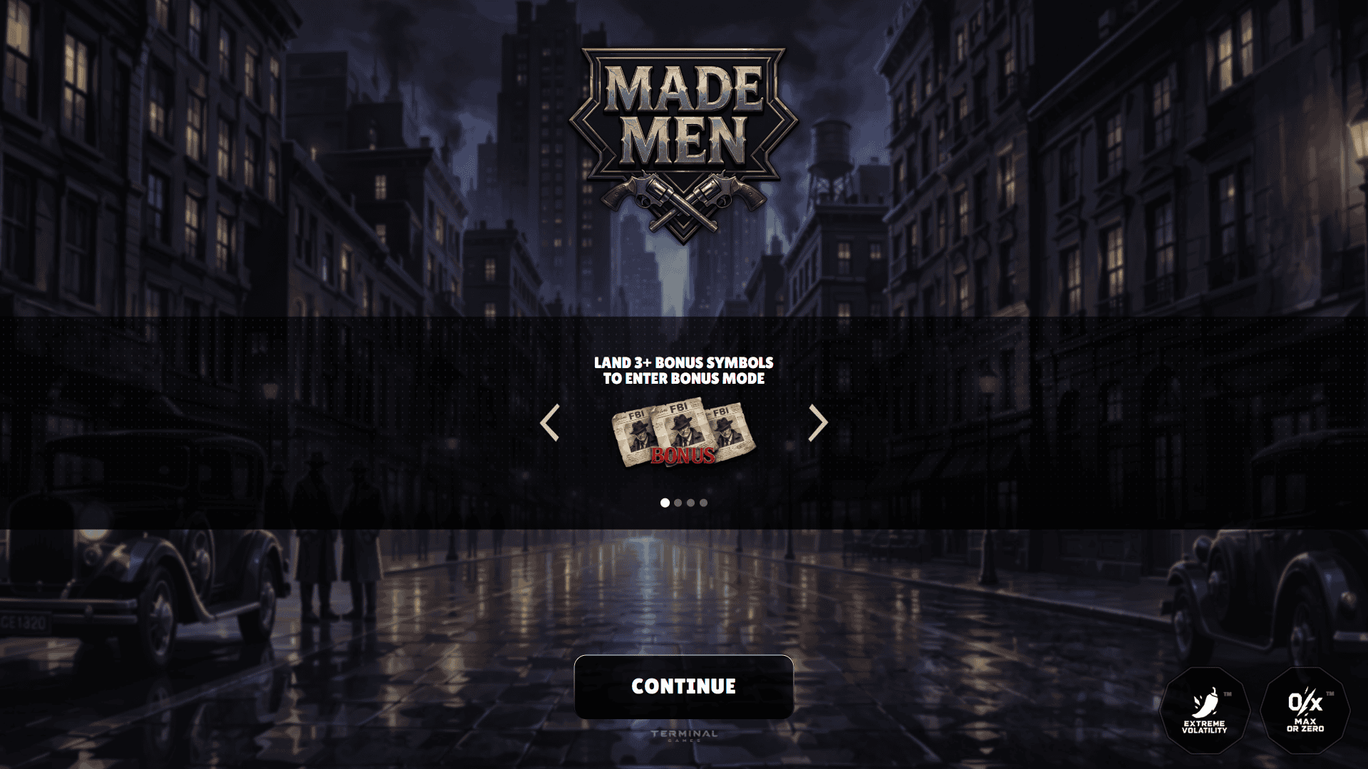 Made Men slot intro screen