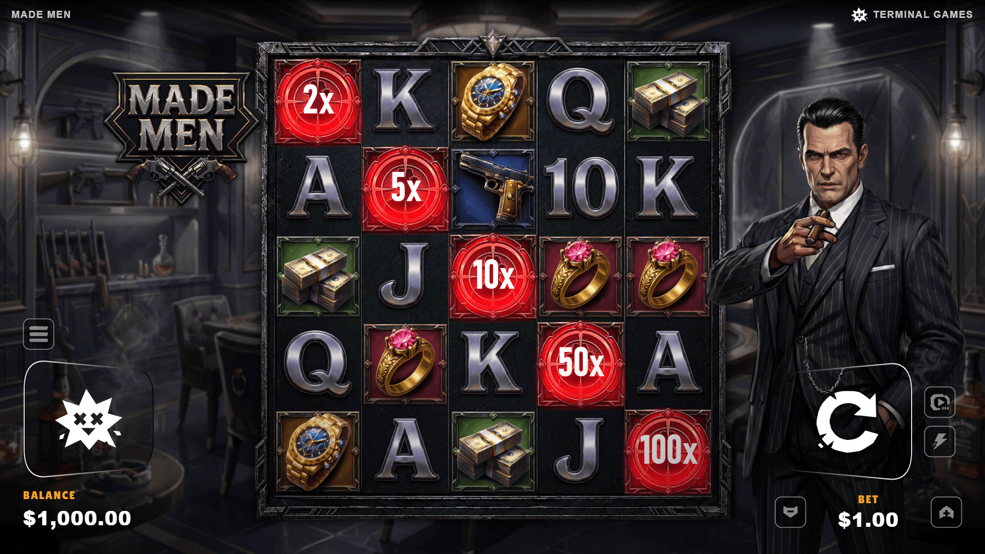 Made Men slot gameplay reels