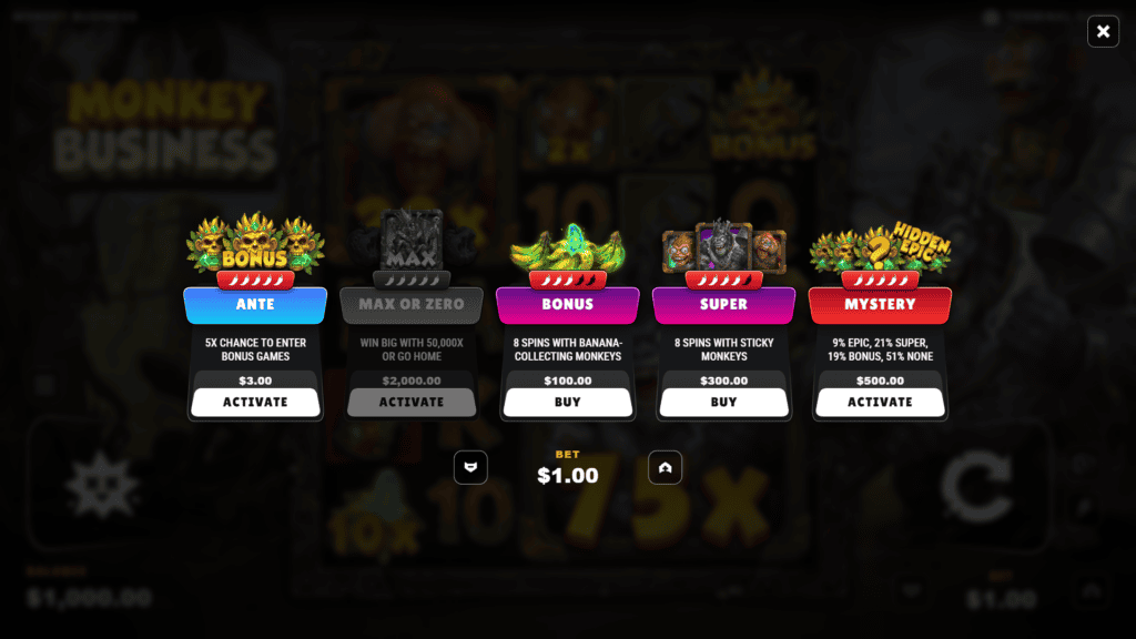 Terminal monkey business bonus buy