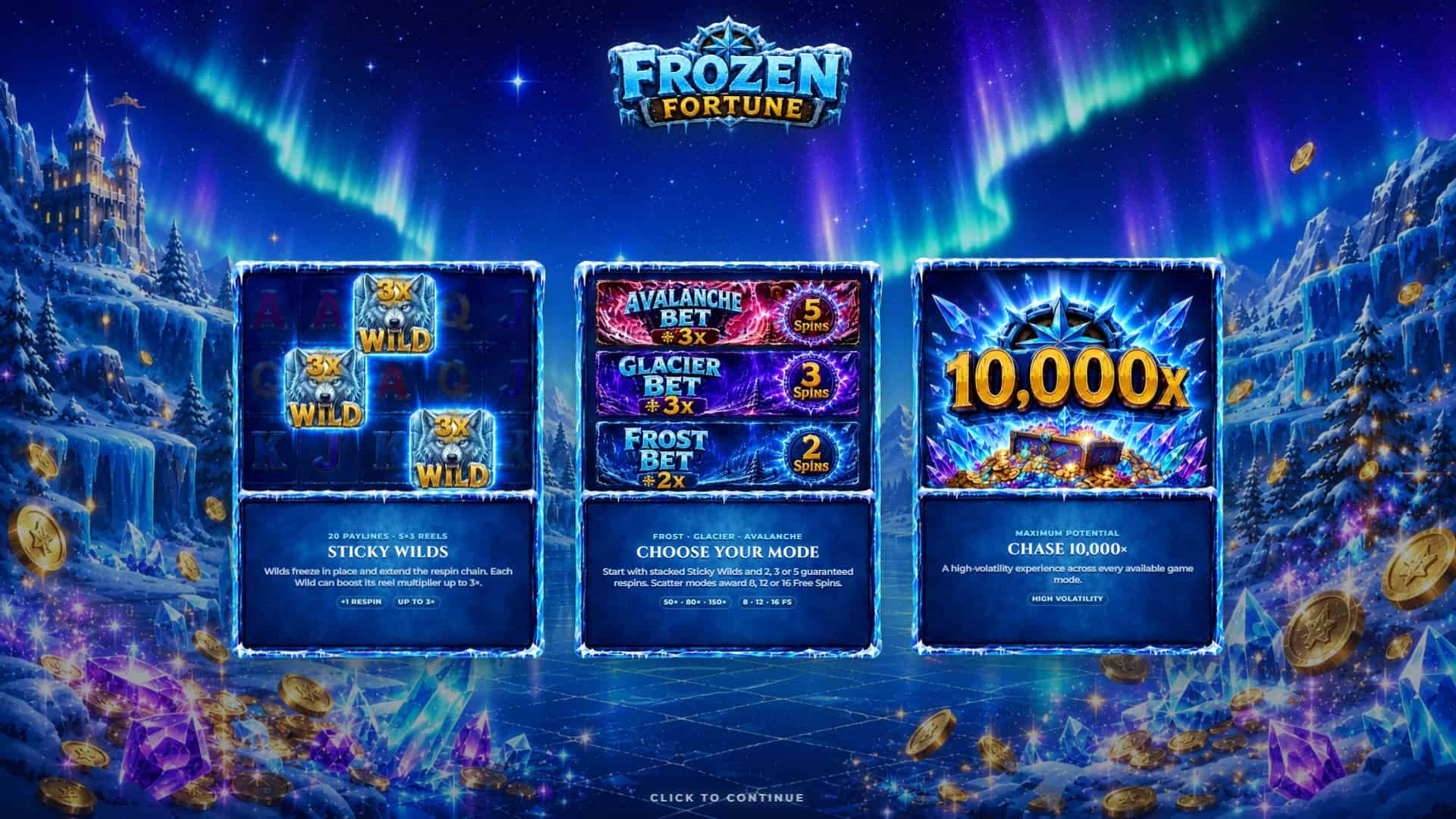 Frozen Fortune slot intro screen