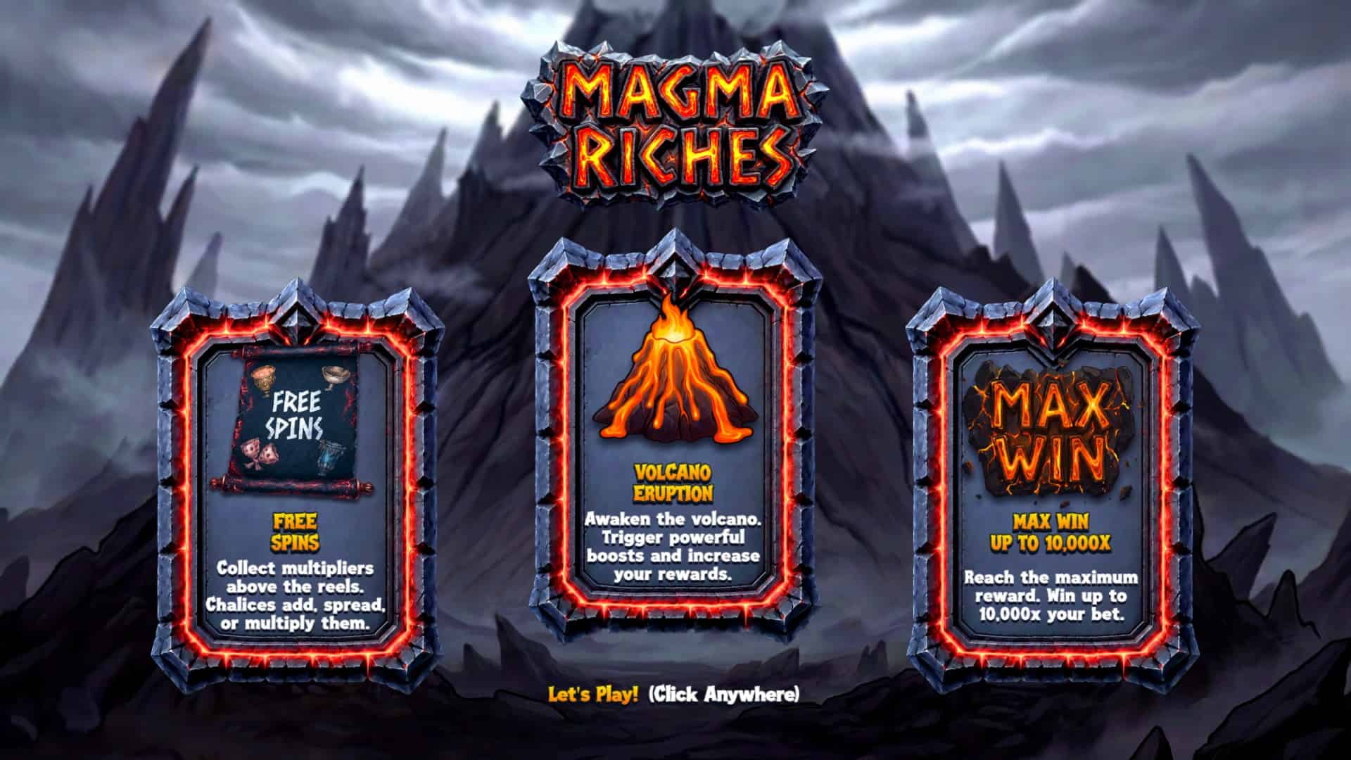 Magma Riches slot intro screen