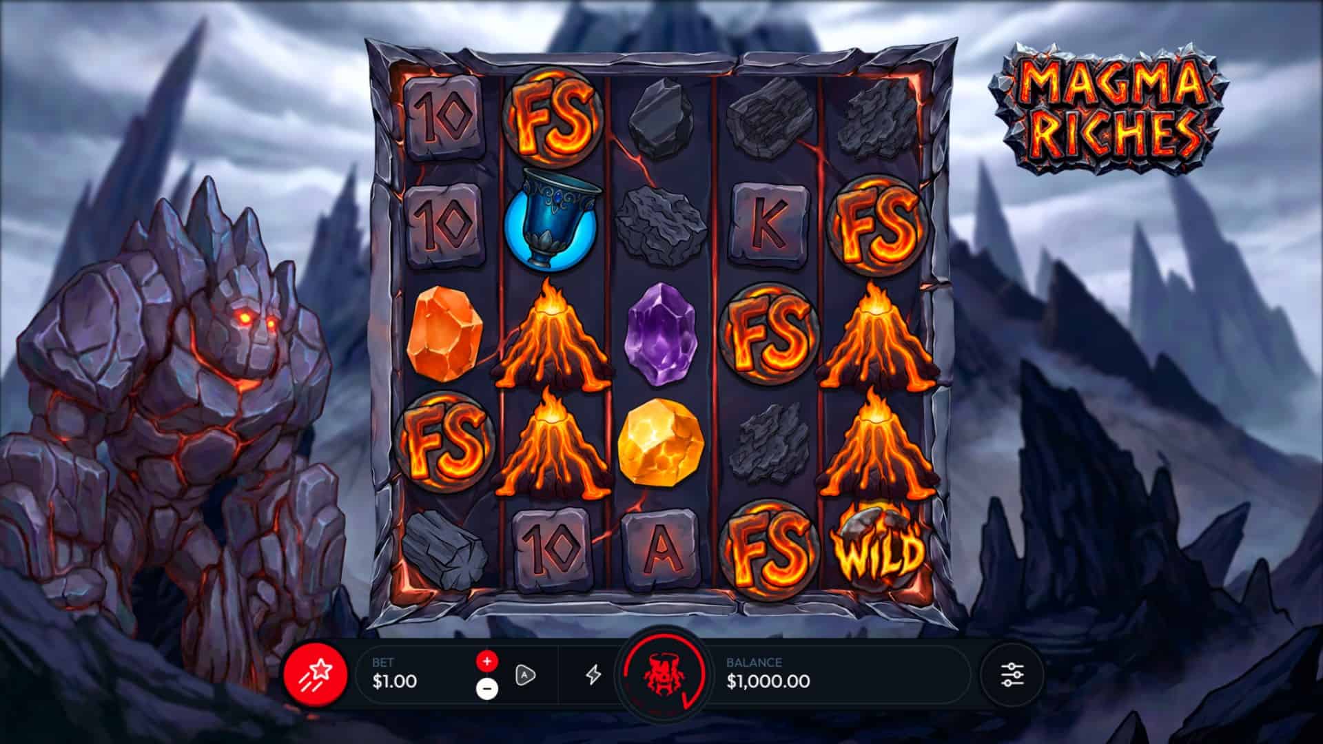 Magma Riches slot gameplay reels