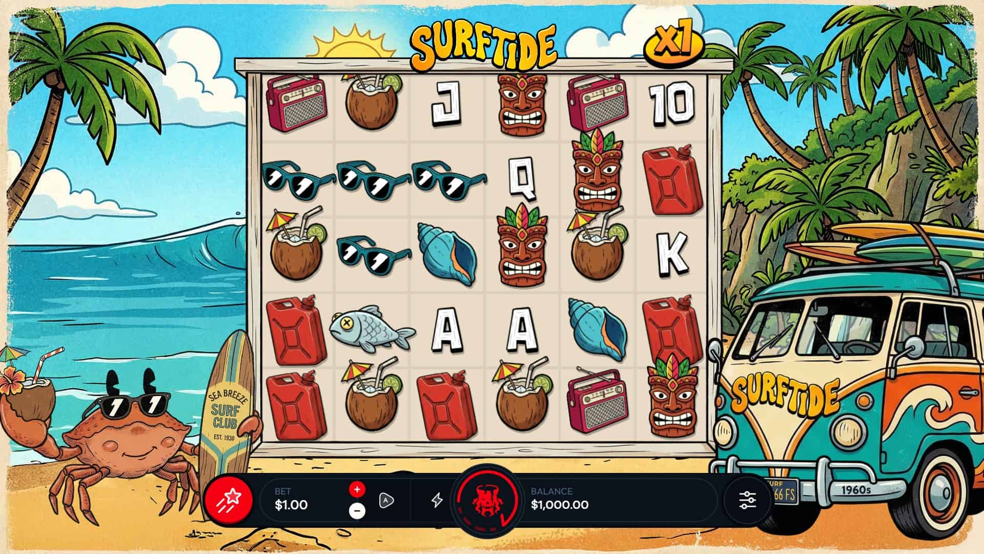 Surftide slot gameplay reels