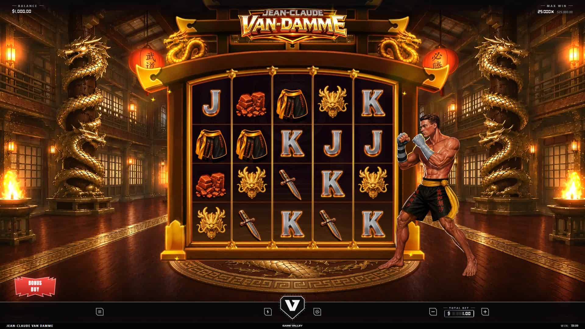 Jean-claude Van Damme slot gameplay reels