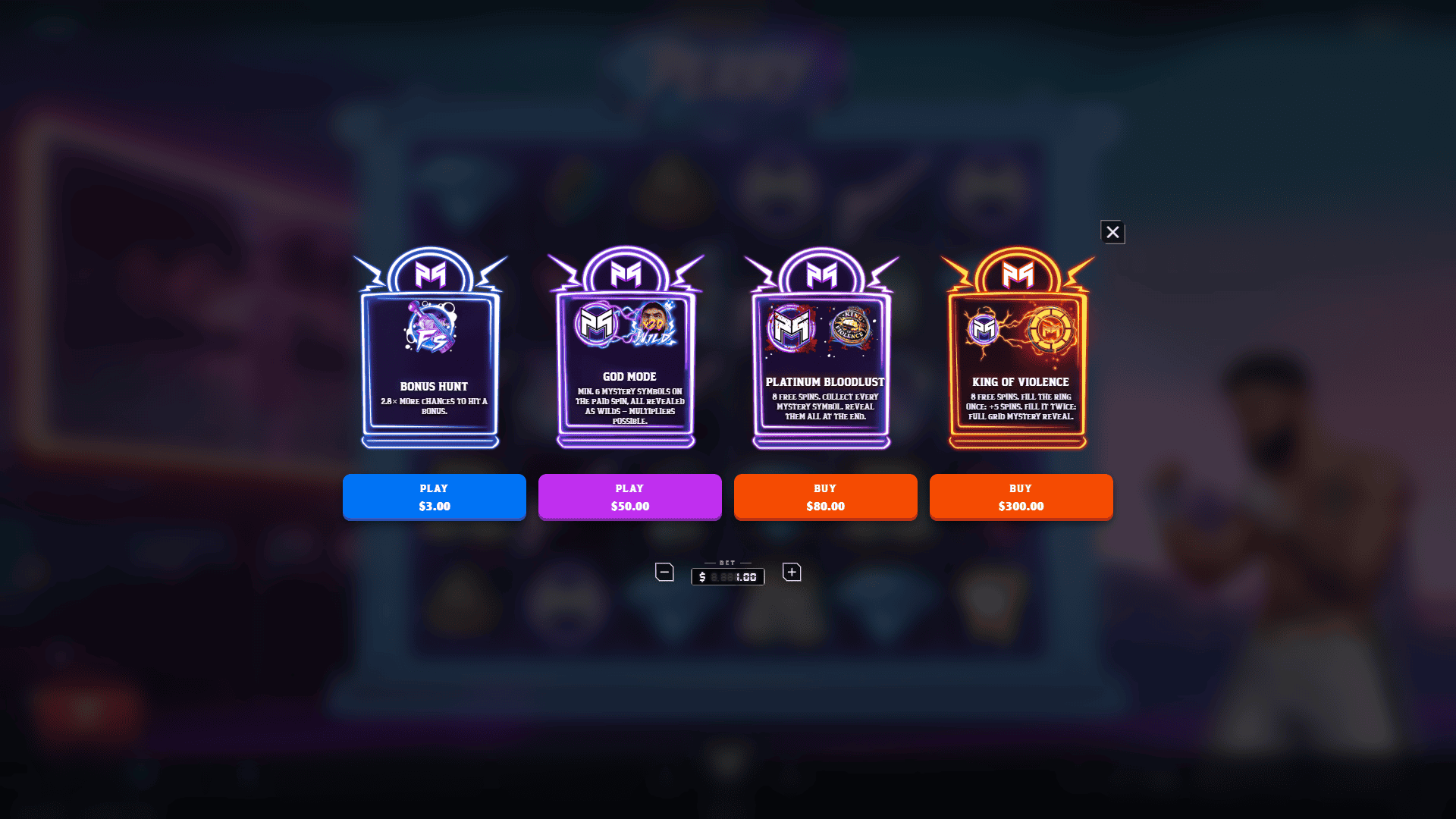 Mike Perry PLATINUM bonus buy menu