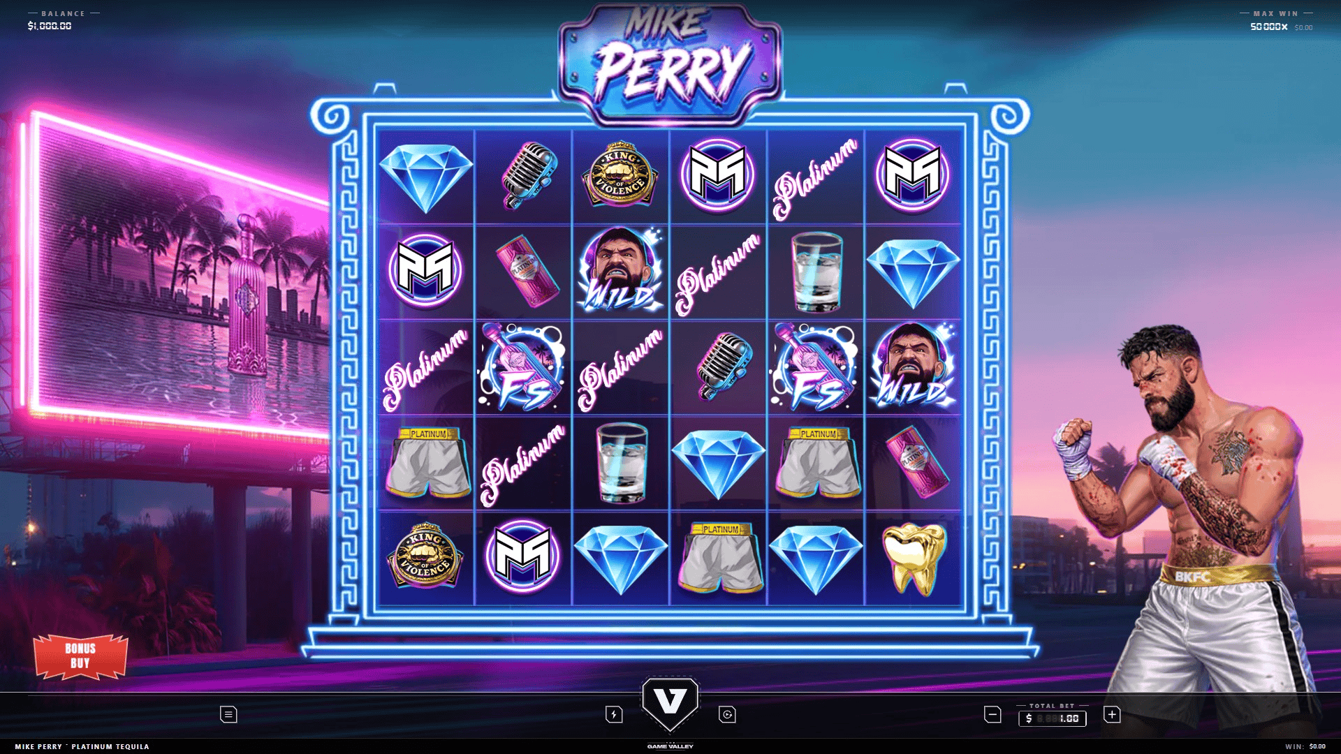 Mike Perry PLATINUM slot gameplay reels