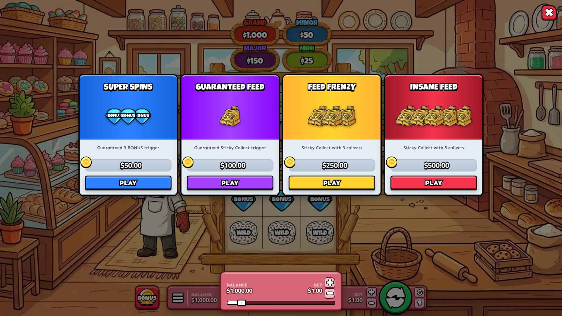 Baking Jackpots bonus buy menu
