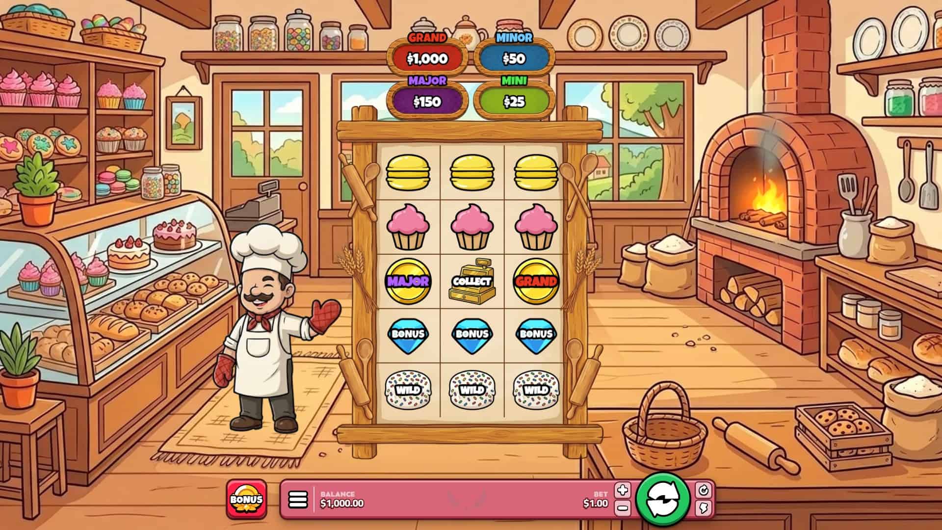 Baking Jackpots slot gameplay reels