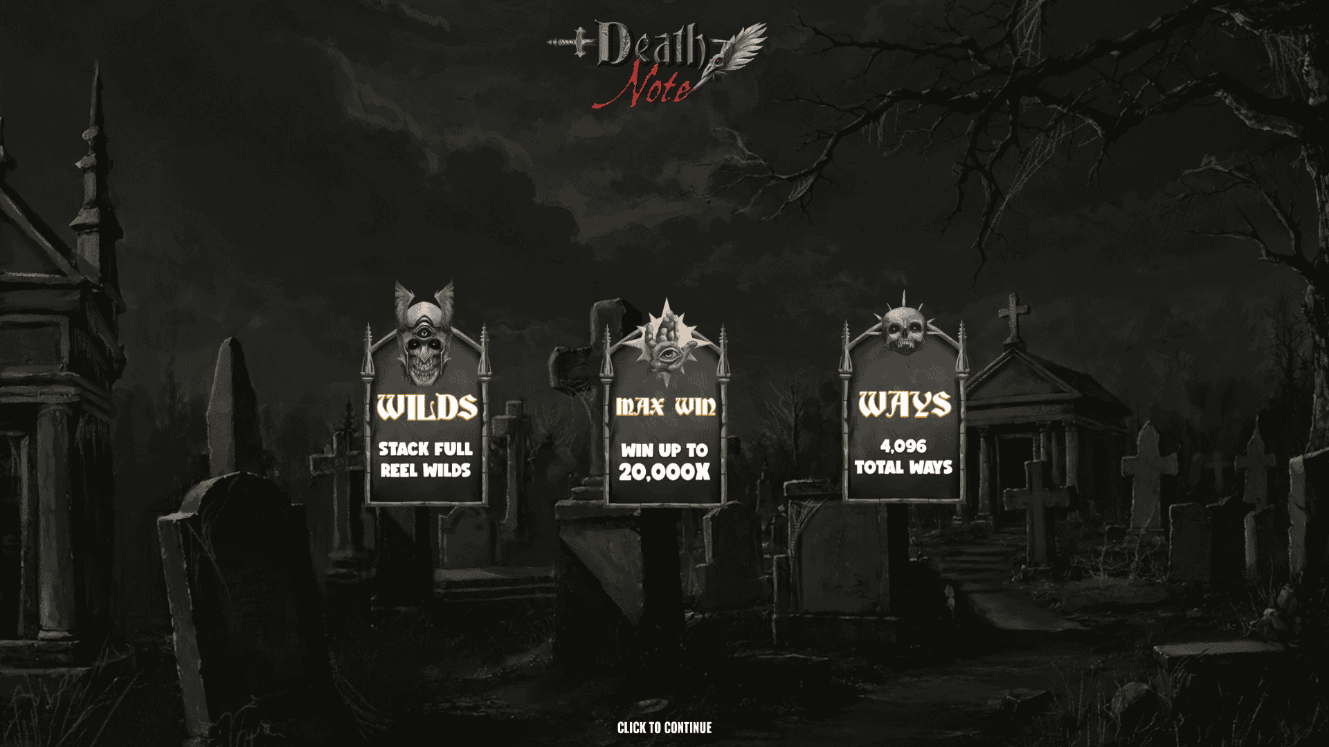 Death Note slot intro screen