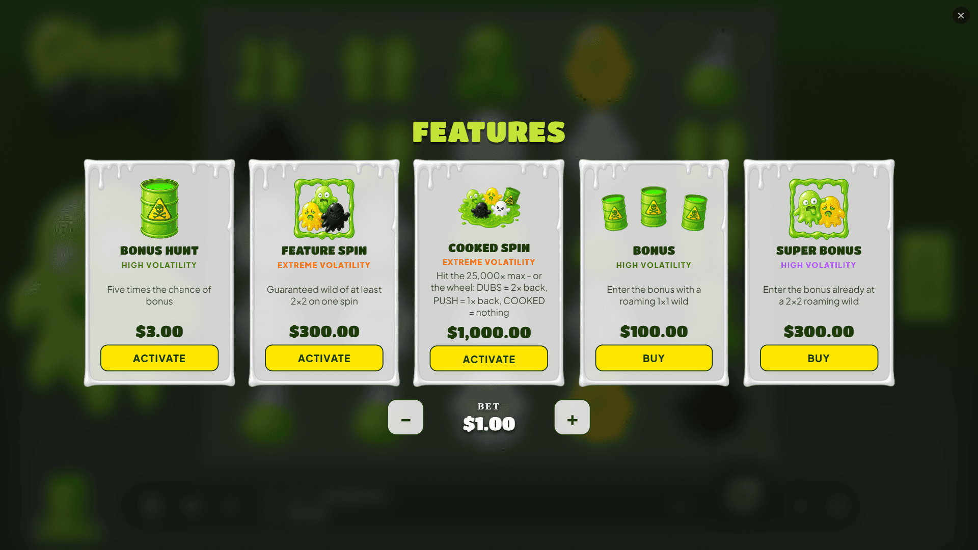 Ghost Gang bonus buy menu