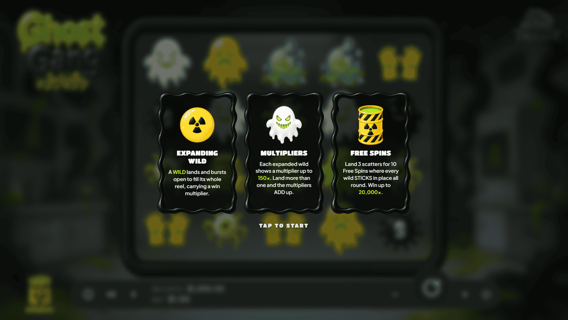 Ghost Gang: Underground slot intro screen