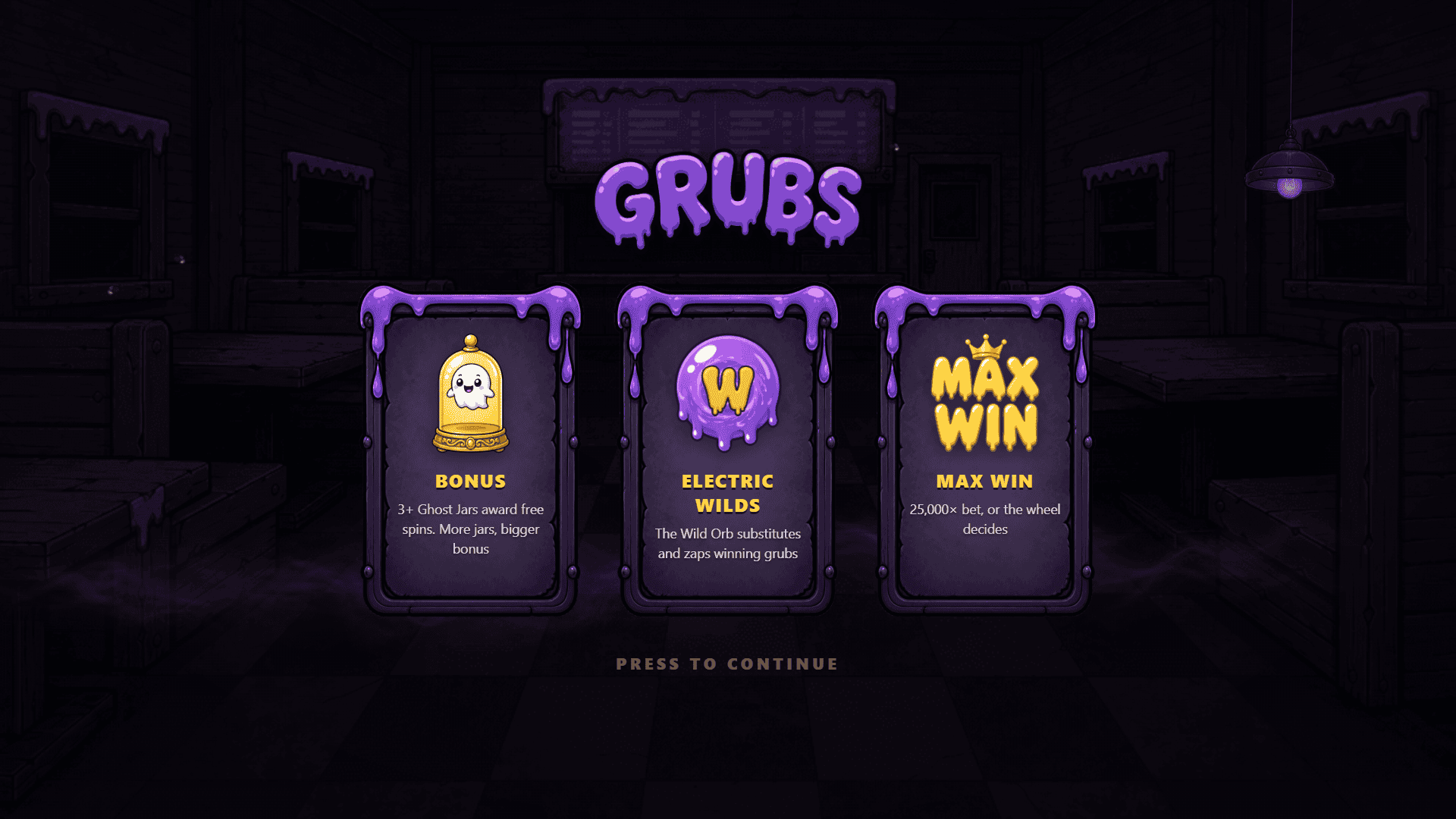 Grubs slot intro screen