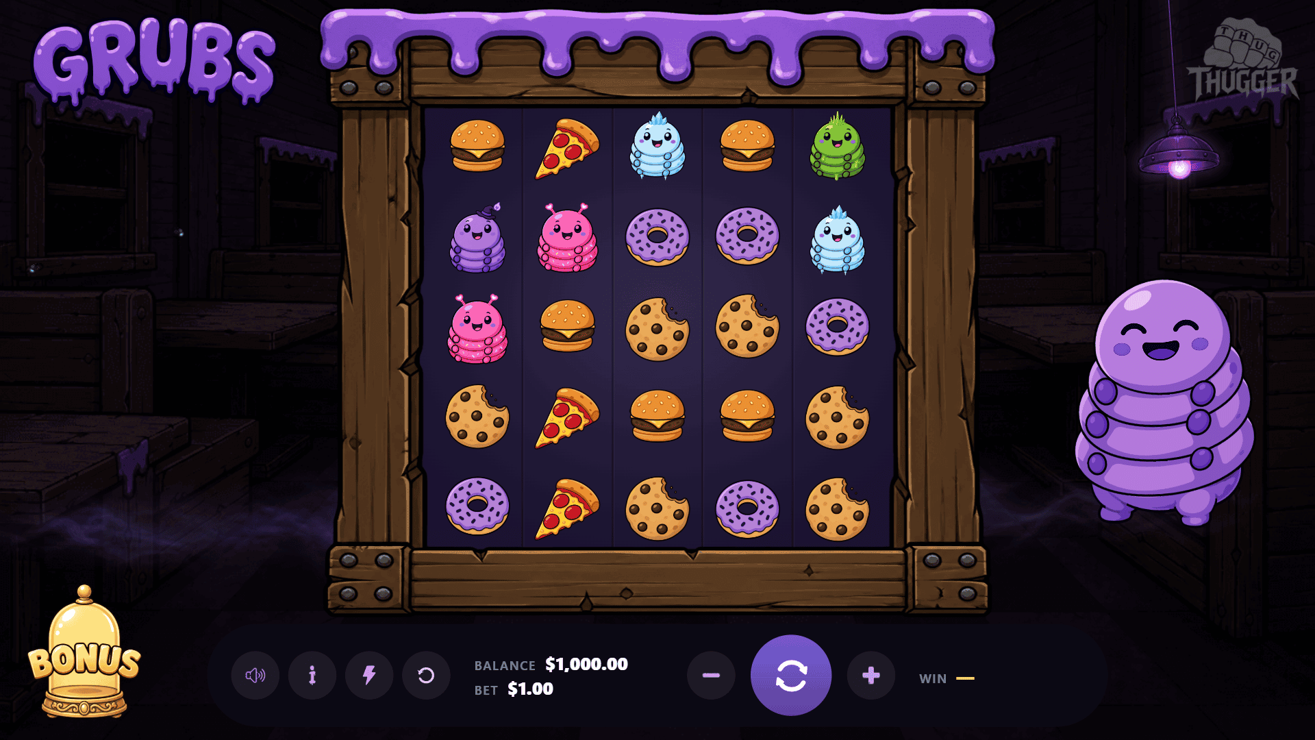 Grubs slot gameplay reels