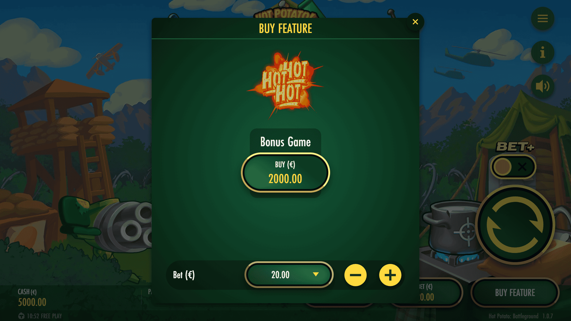 Hot Potato Battleground bonus buy menu