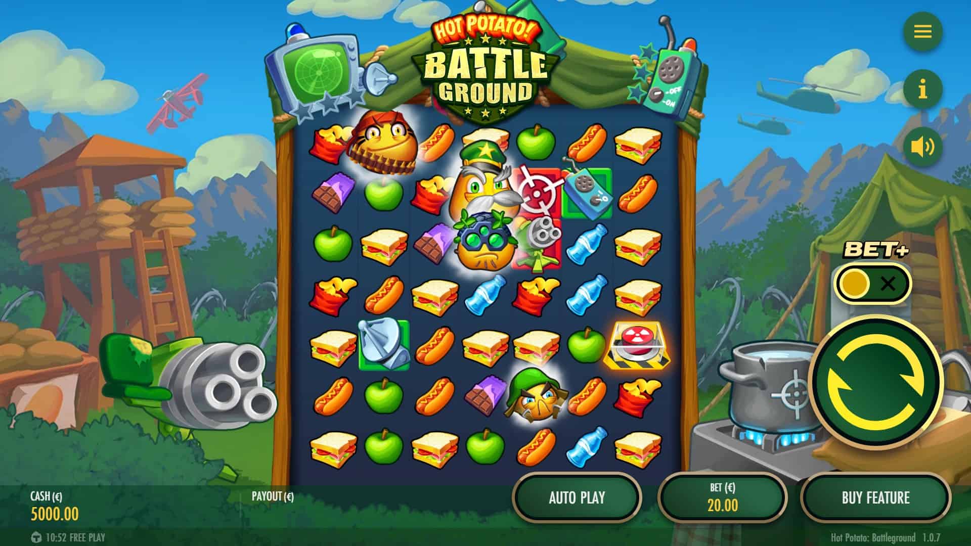 Hot Potato Battleground slot gameplay reels