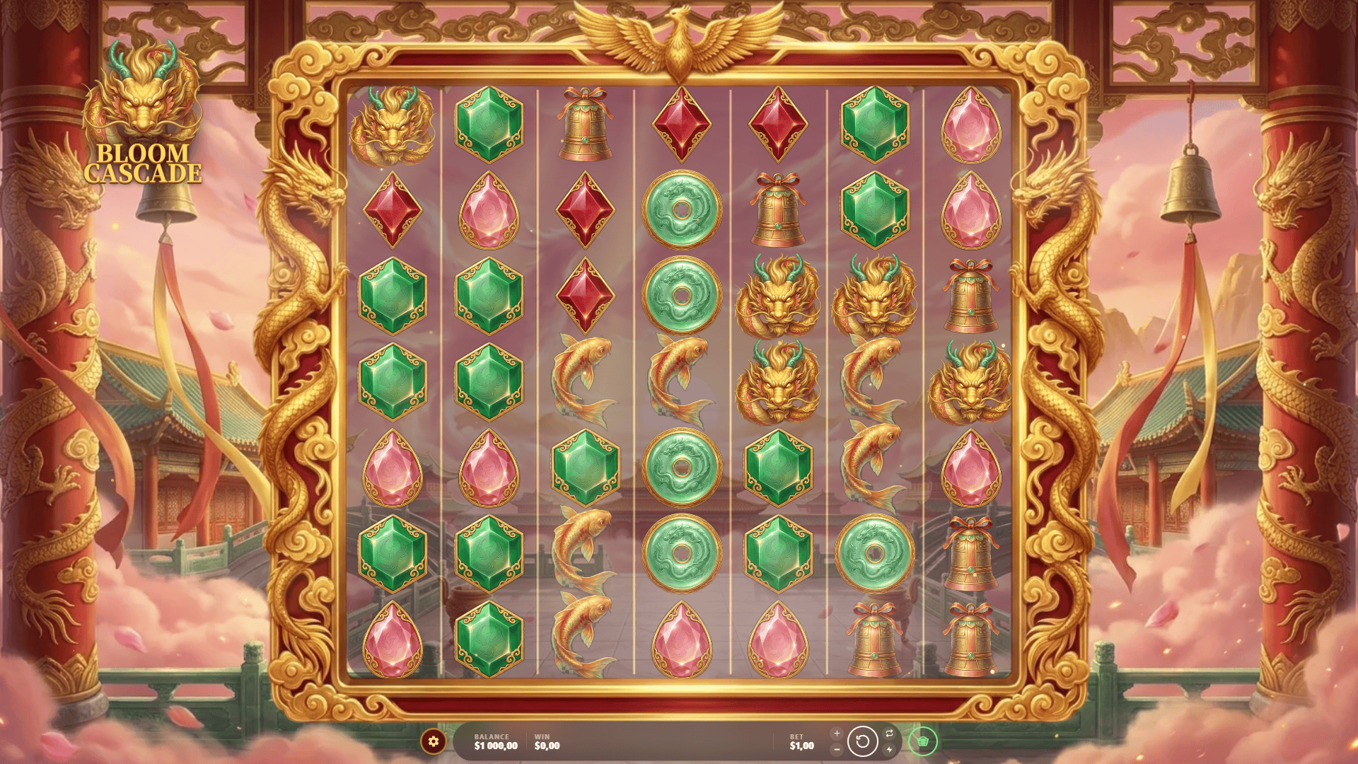 Bloom Cascade slot gameplay reels