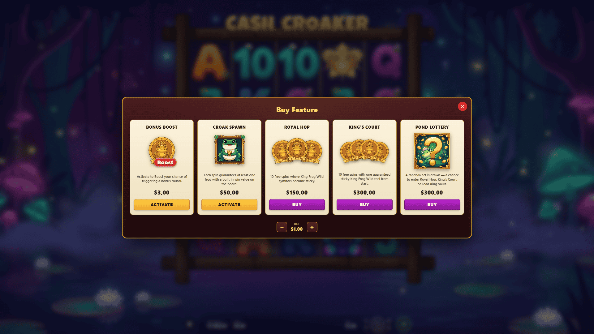 Cash Croaker bonus buy menu