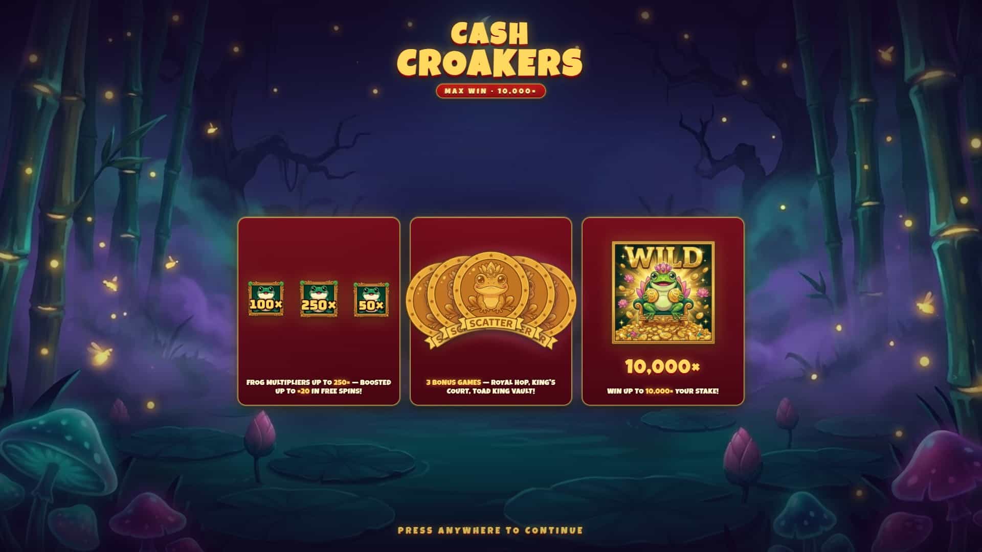 Cash Croakers slot intro screen