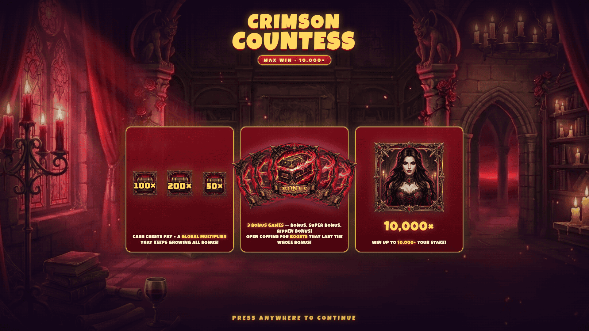 Crimson Countess slot intro screen