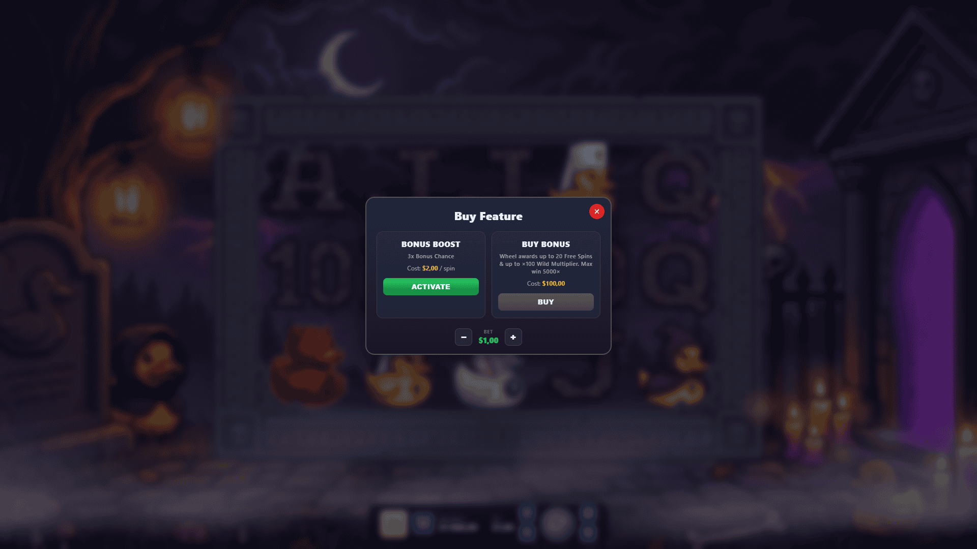 Duck Cult bonus buy menu