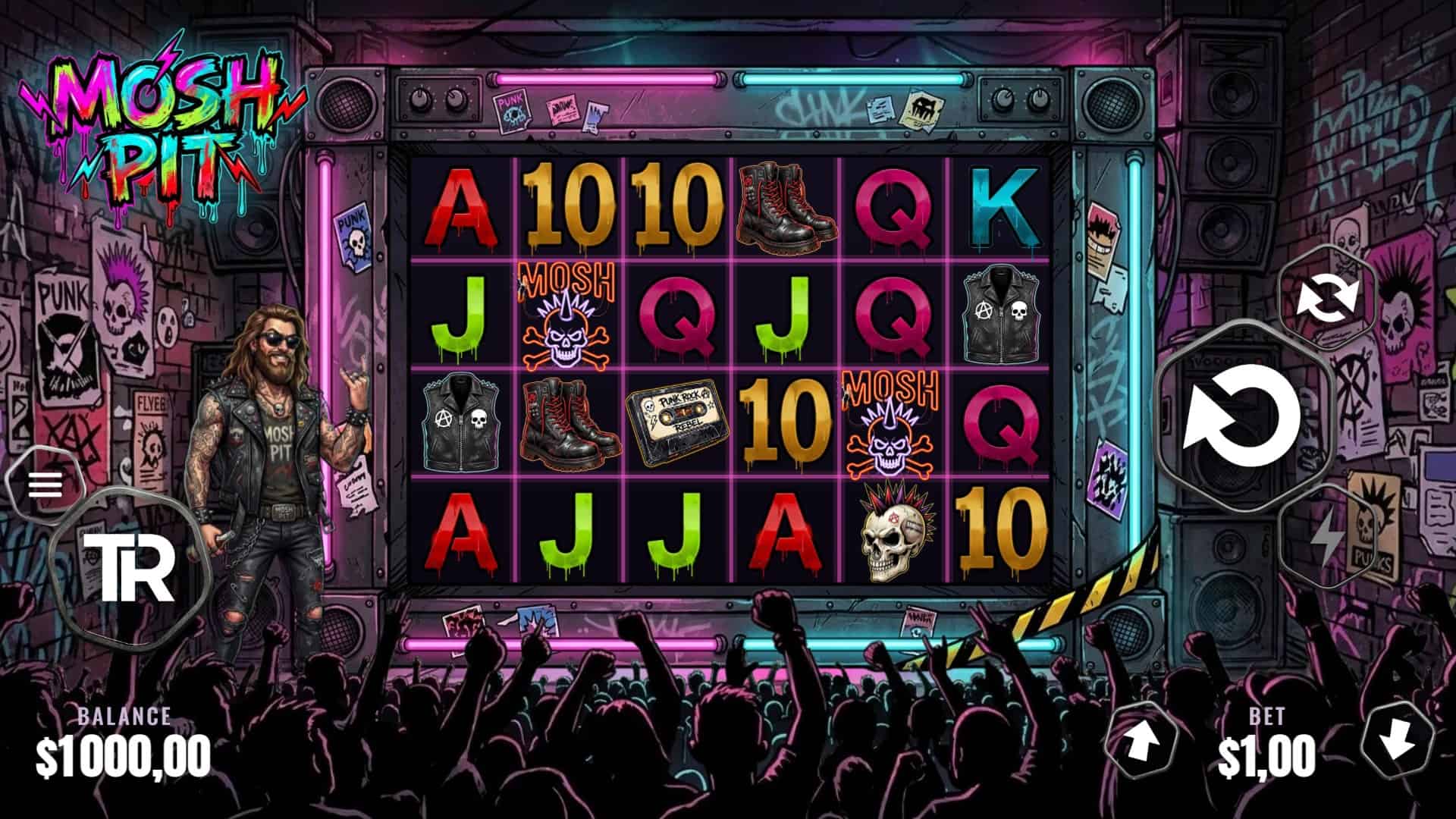 Mosh Pit slot gameplay reels