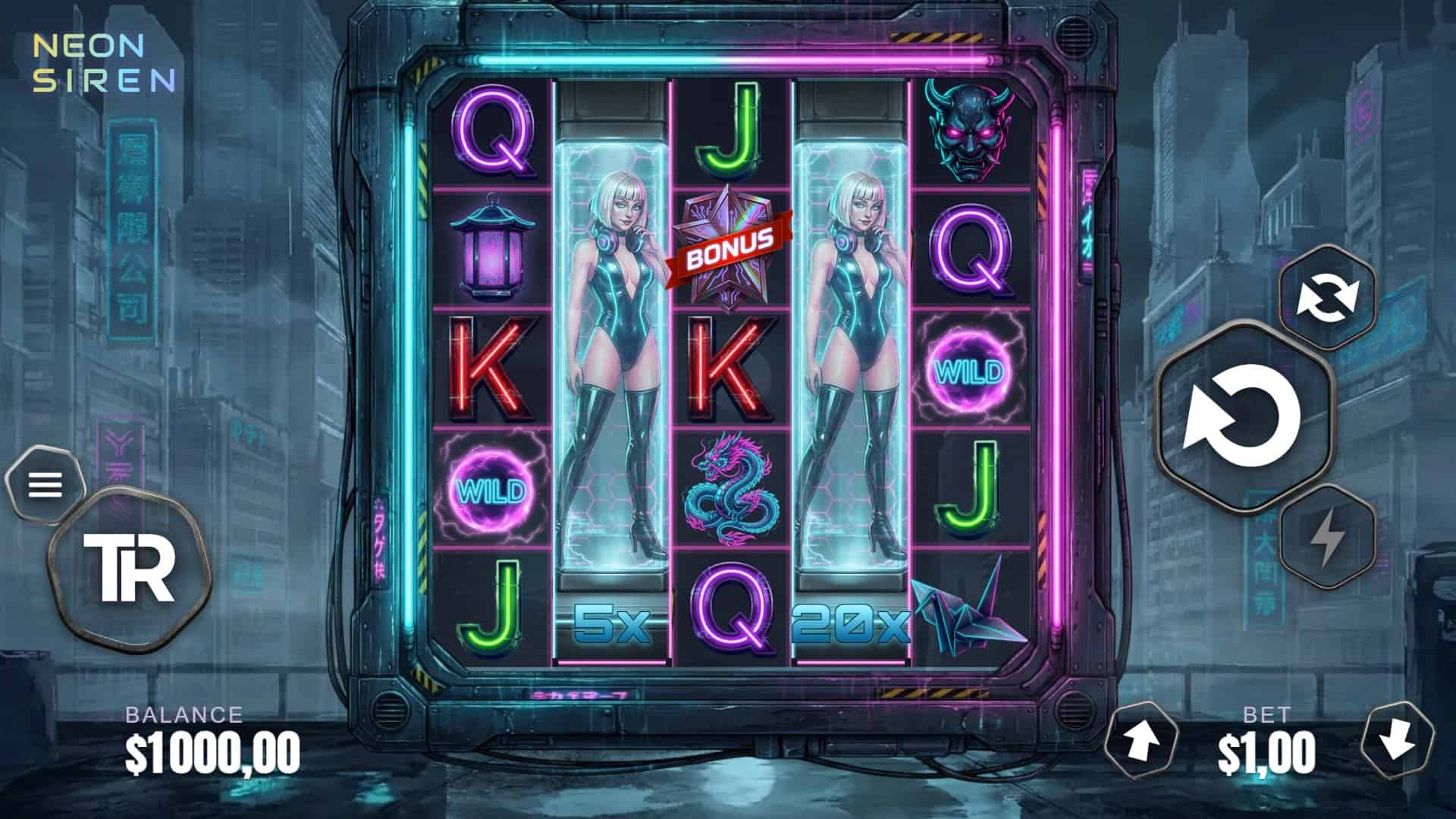 Neon Siren slot gameplay reels