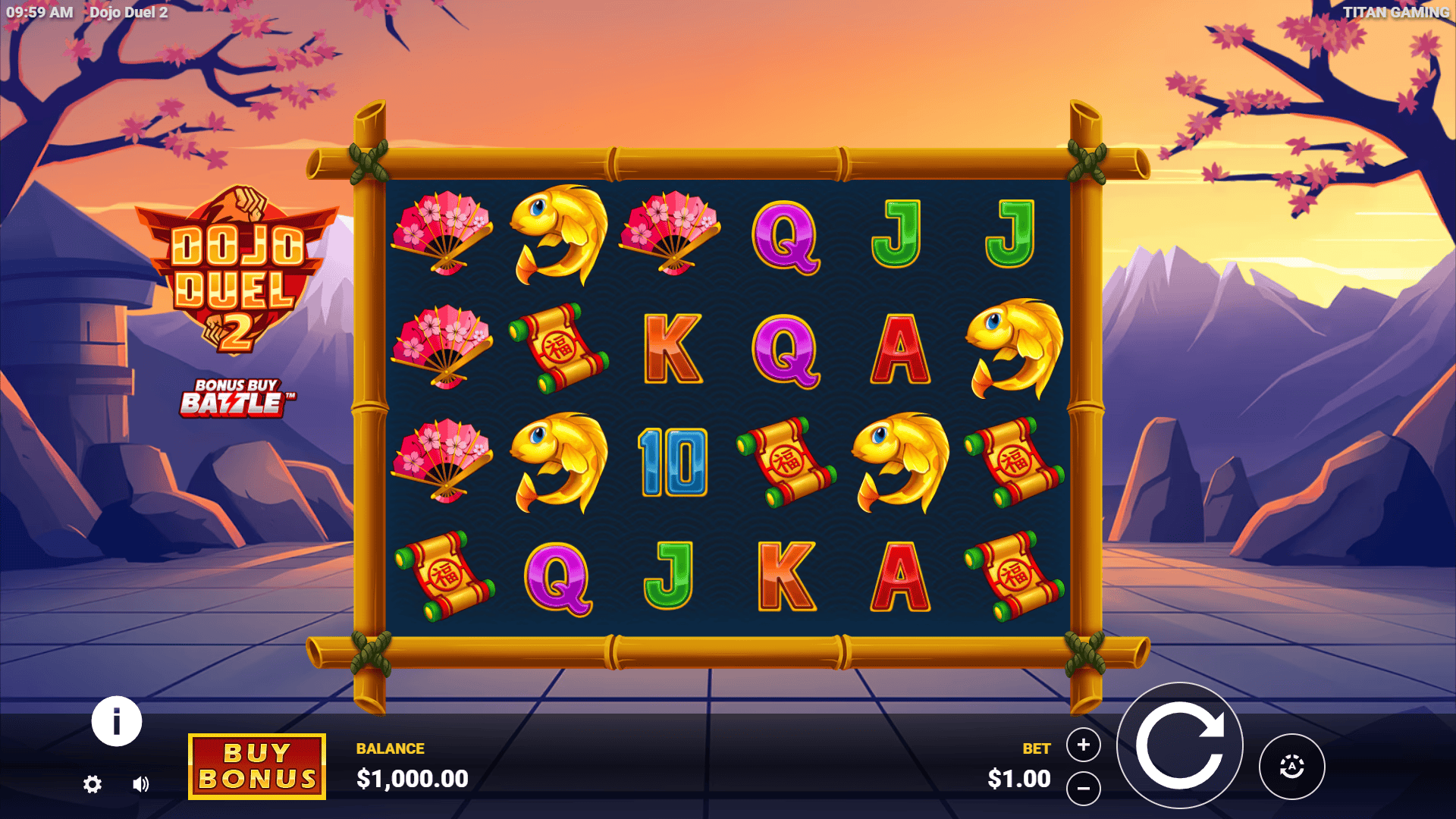 Dojo Duel 2 slot gameplay reels