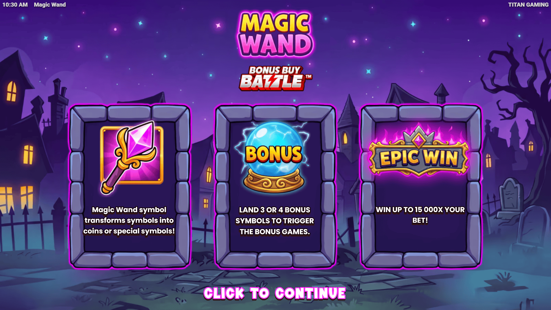 Magic Wand slot intro screen