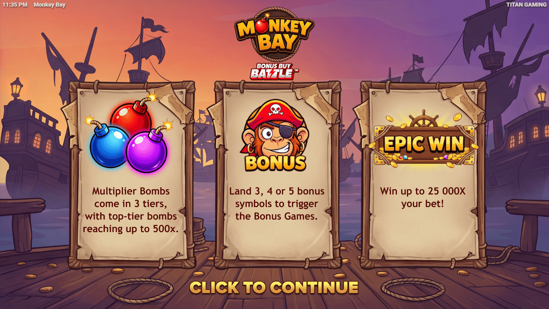 Monkey Bay slot intro screen
