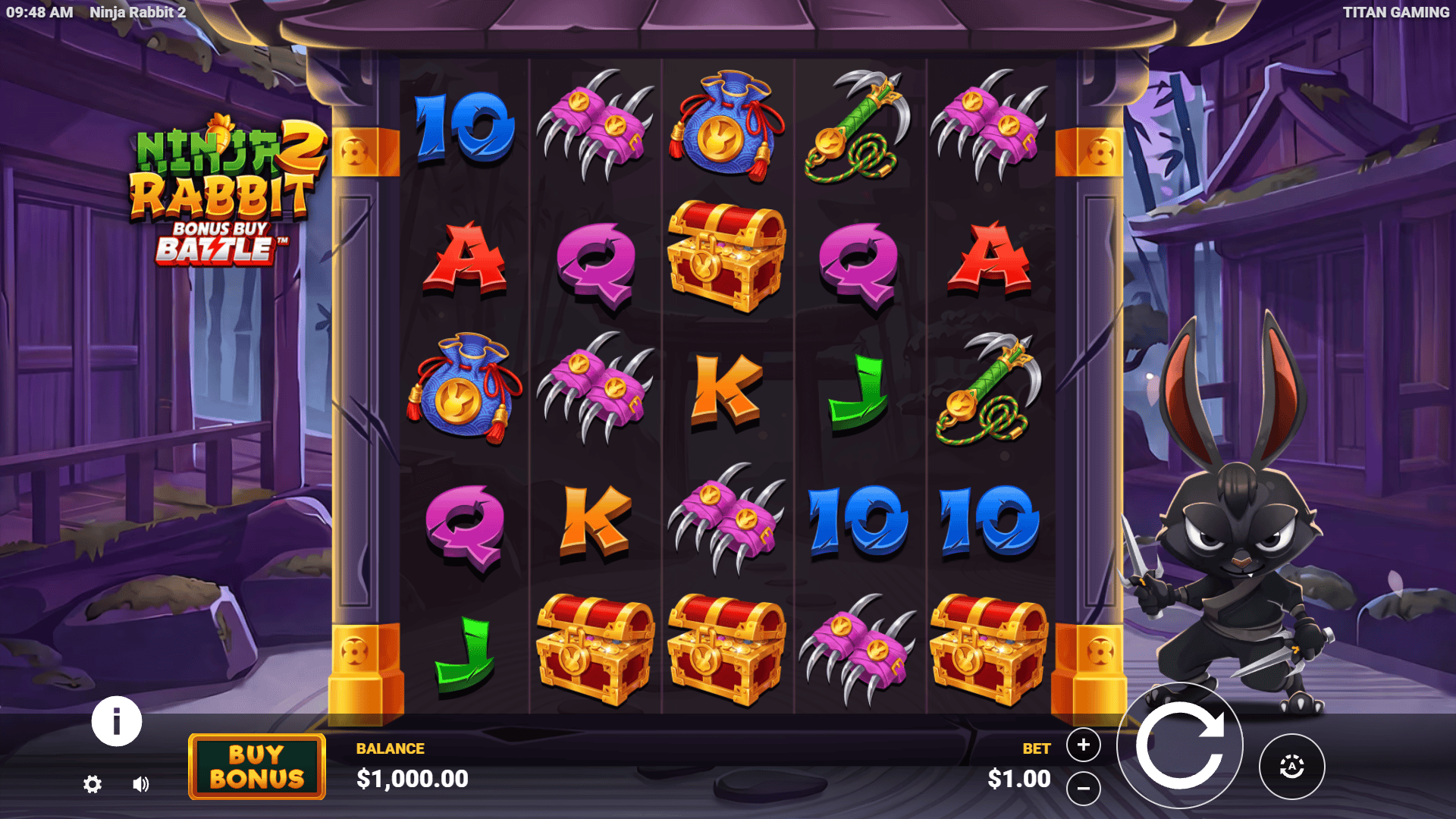 Ninja Rabbit 2 slot gameplay reels