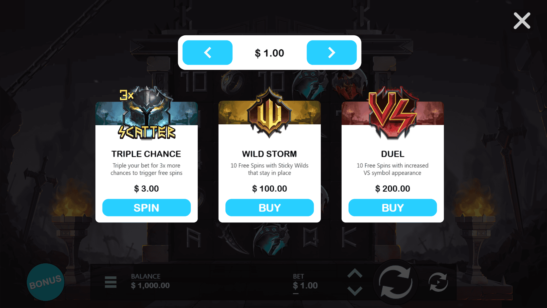 No Mercy At Dawn bonus buy menu