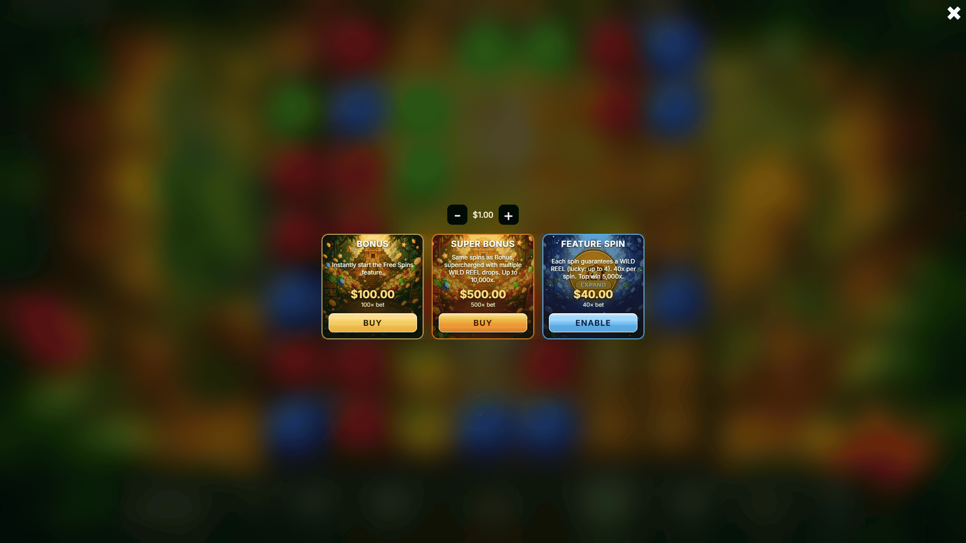 Aztec Ape bonus buy menu
