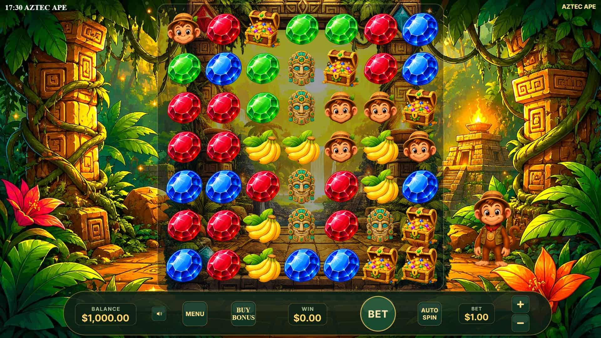 Aztec Ape slot gameplay reels