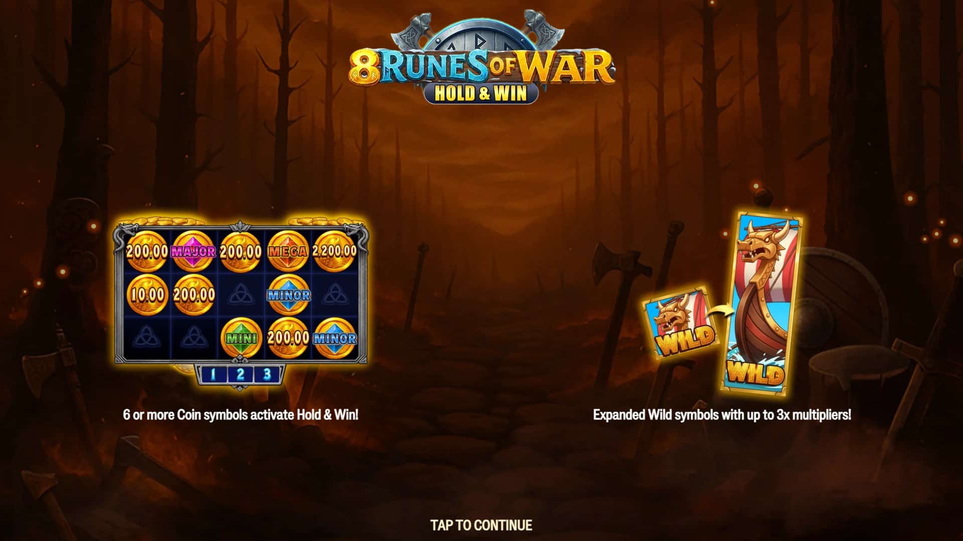 8 Runes of War: Hold and Win slot intro screen