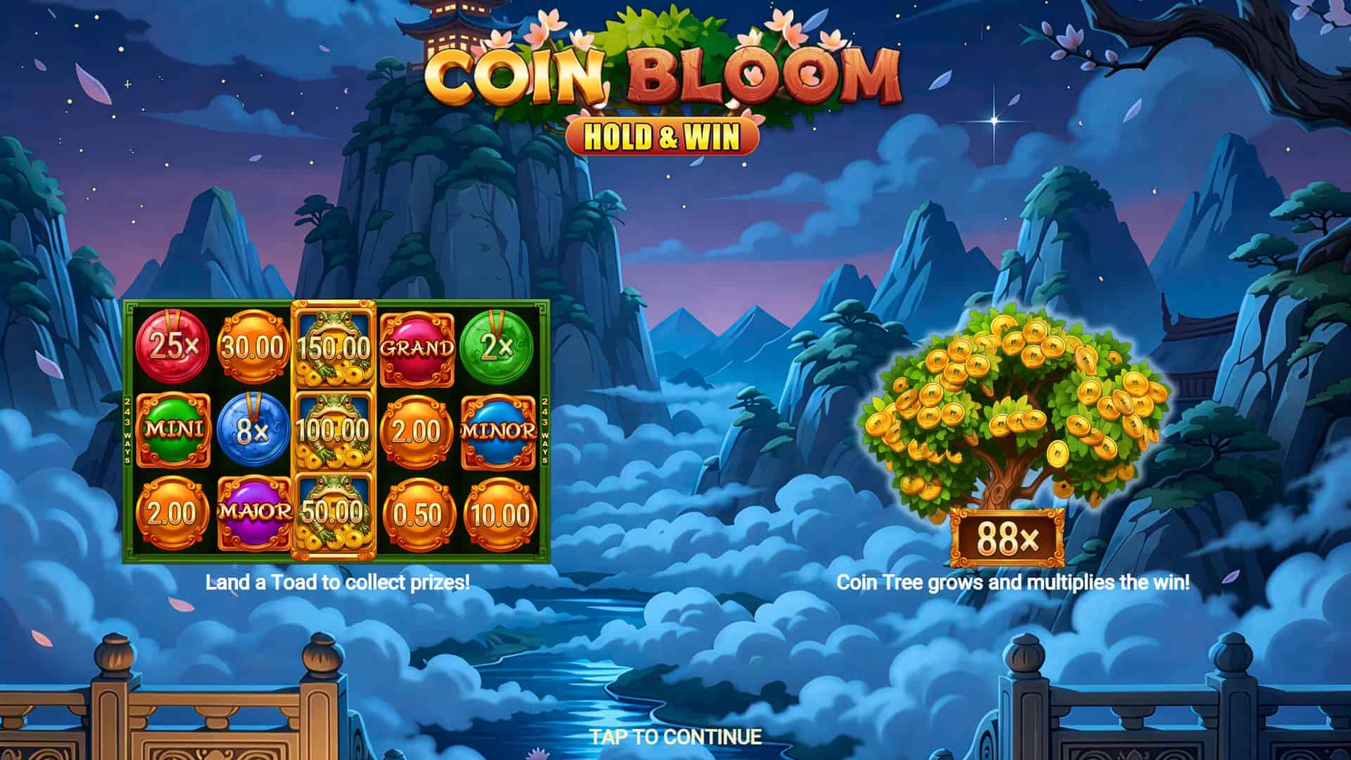 Coin Bloom: Hold and Win slot gameplay reels