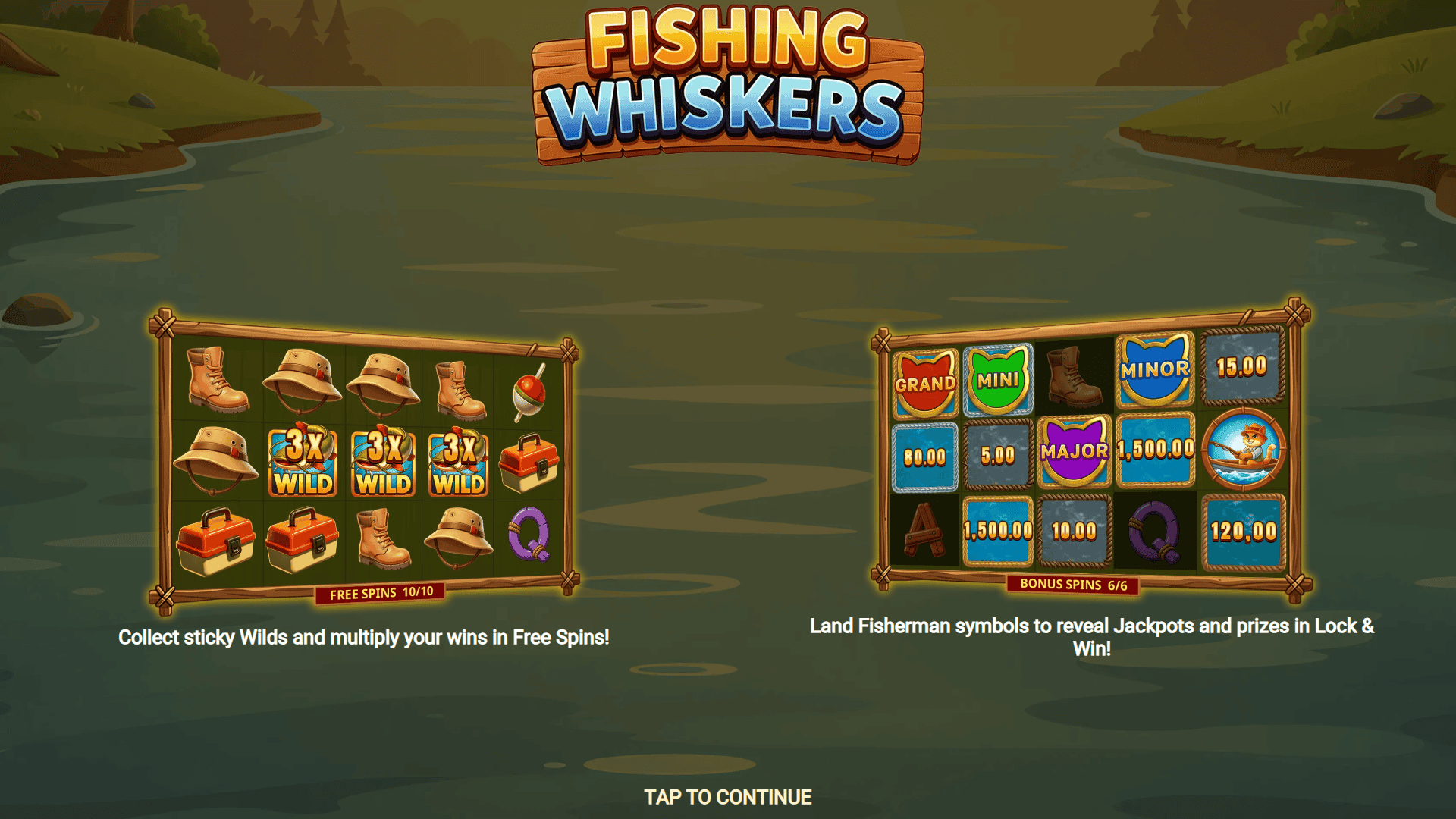 Fishing Whiskers slot intro screen