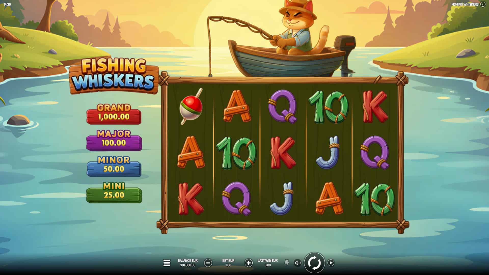 Fishing Whiskers slot gameplay reels