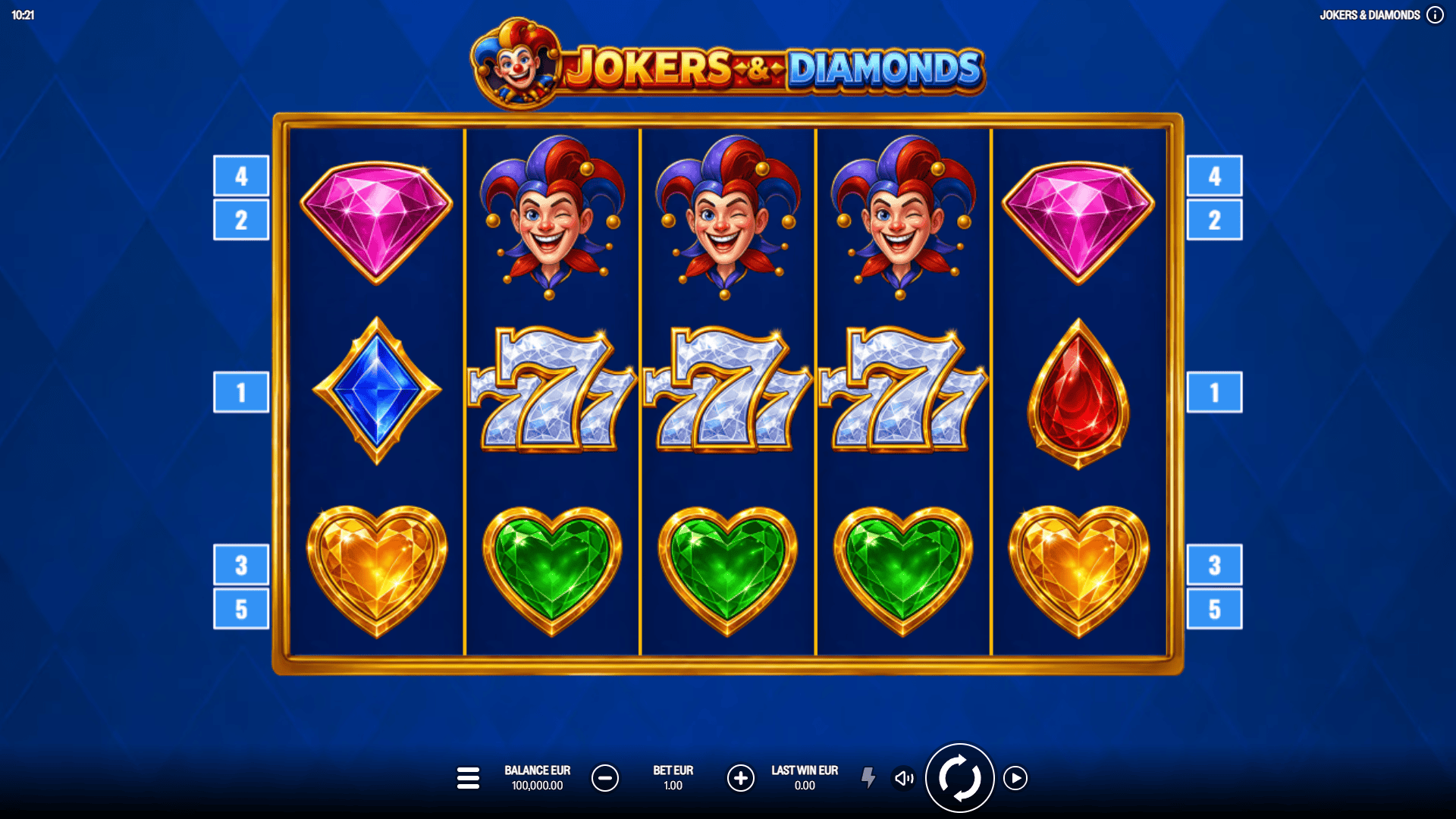 Jokers and Diamonds slot gameplay reels