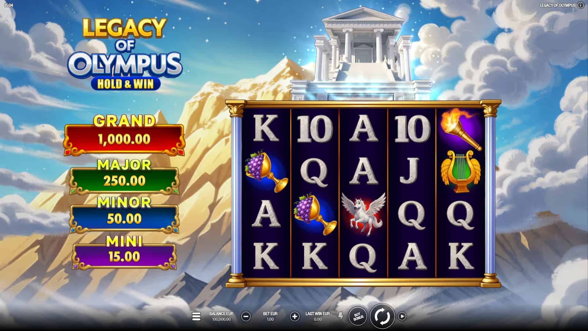 Legacy of Olympus: Hold and Win slot gameplay reels