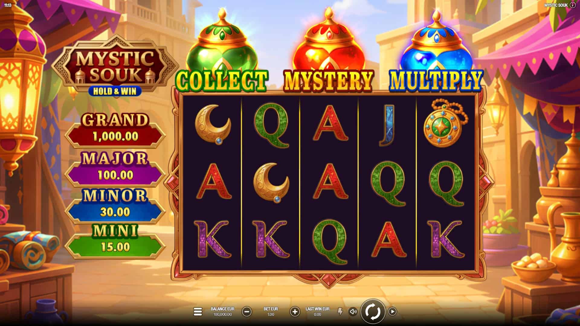 Mystic Souk: Hold and Win slot gameplay reels