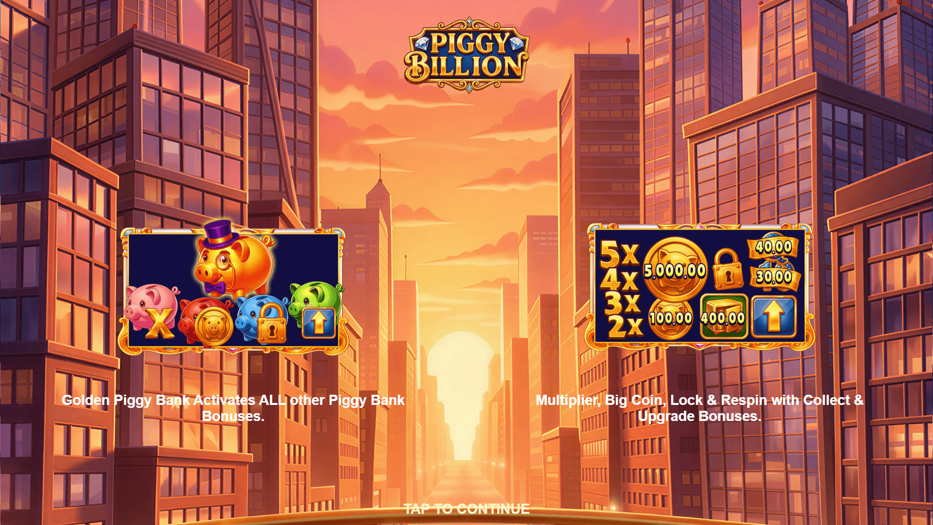 Piggy Billion slot intro screen