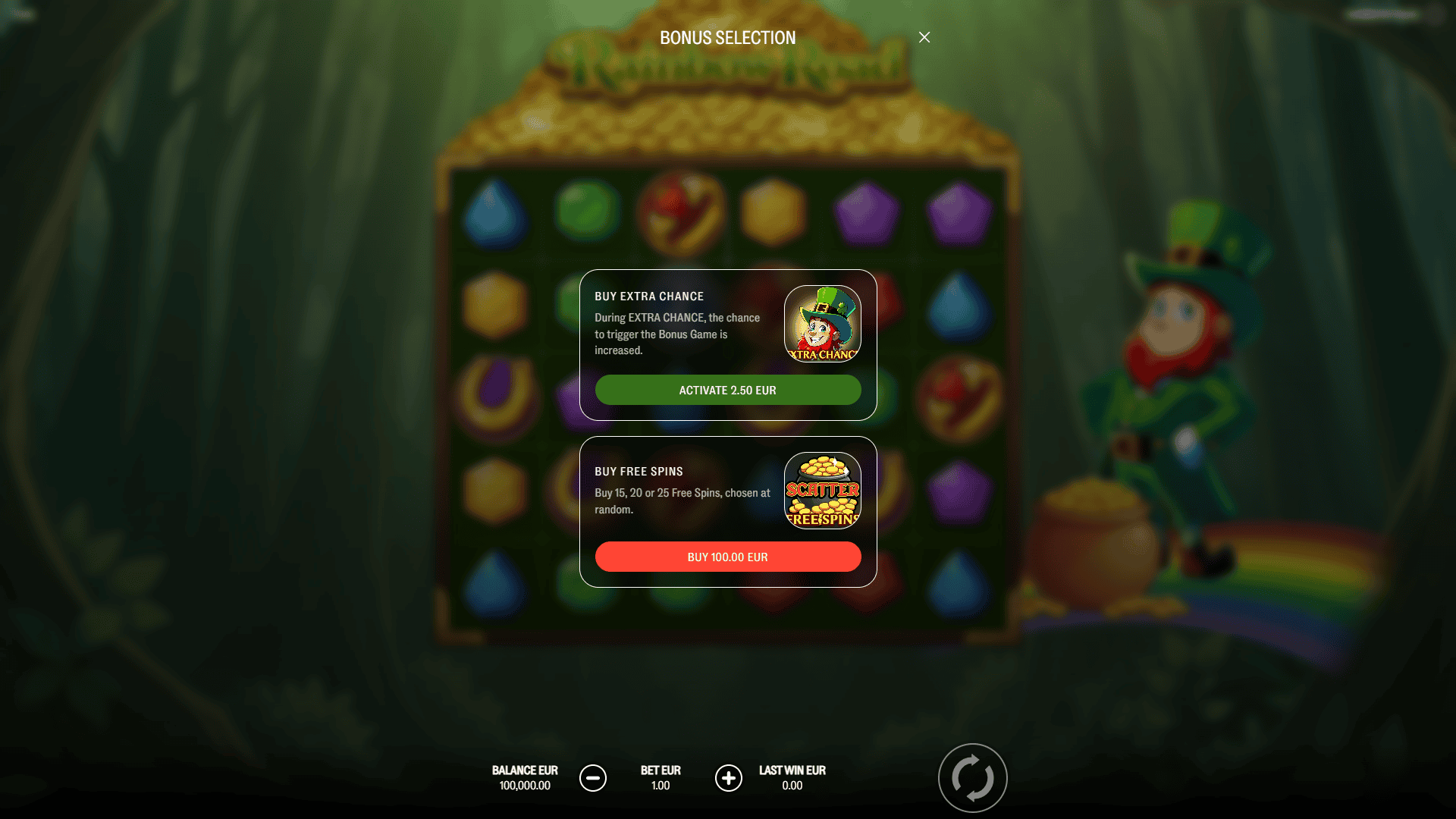 Rainbow Road bonus buy menu