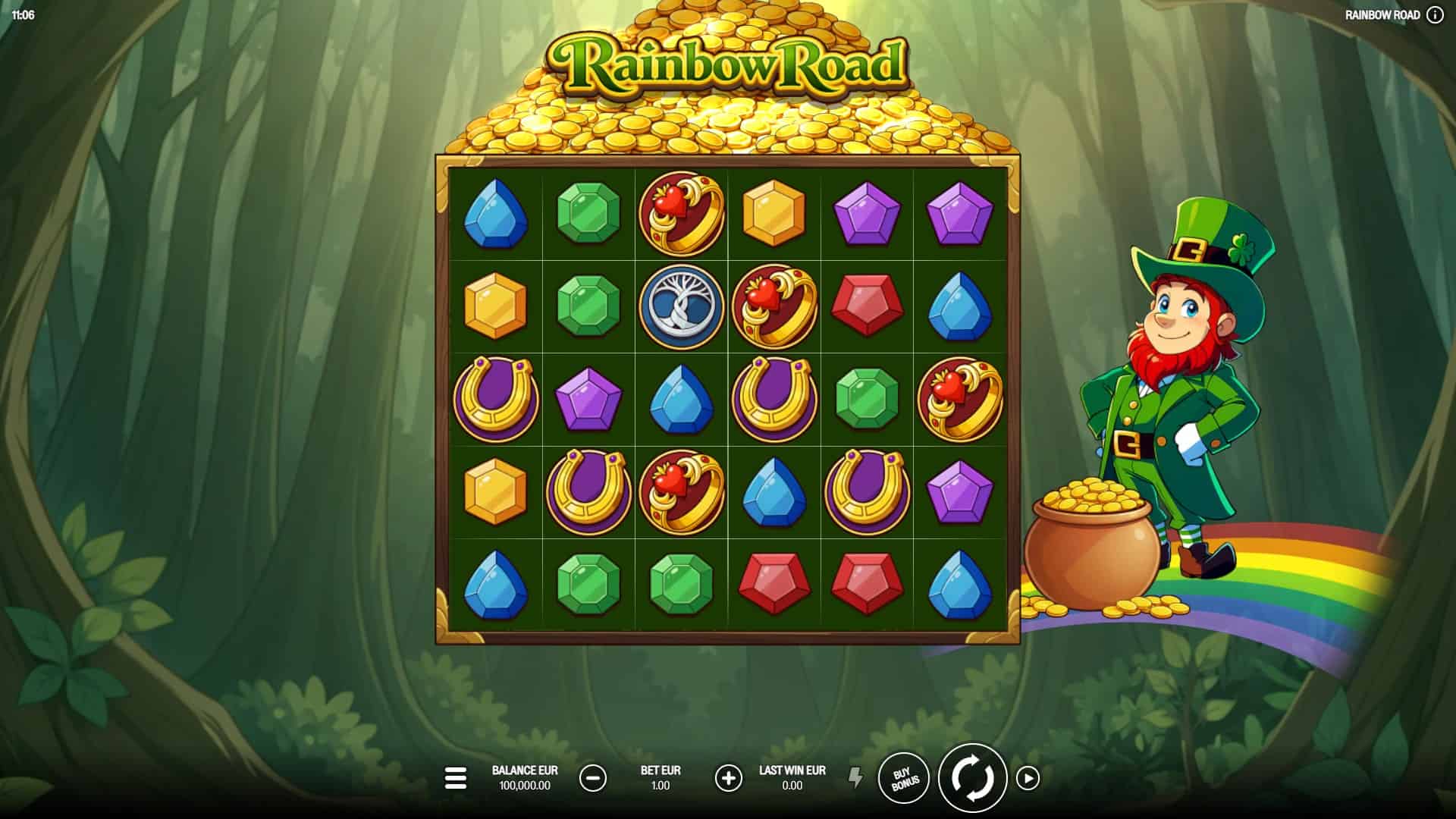 Rainbow Road slot gameplay reels