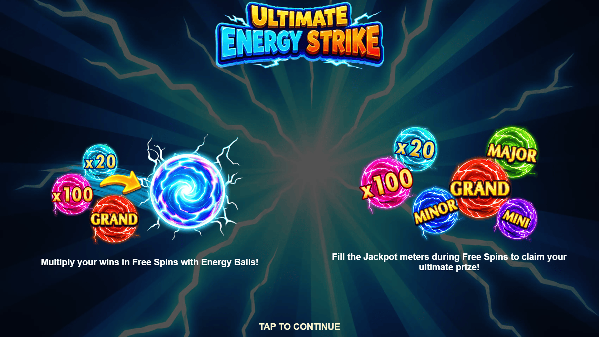 Ultimate Energy Strike slot intro screen