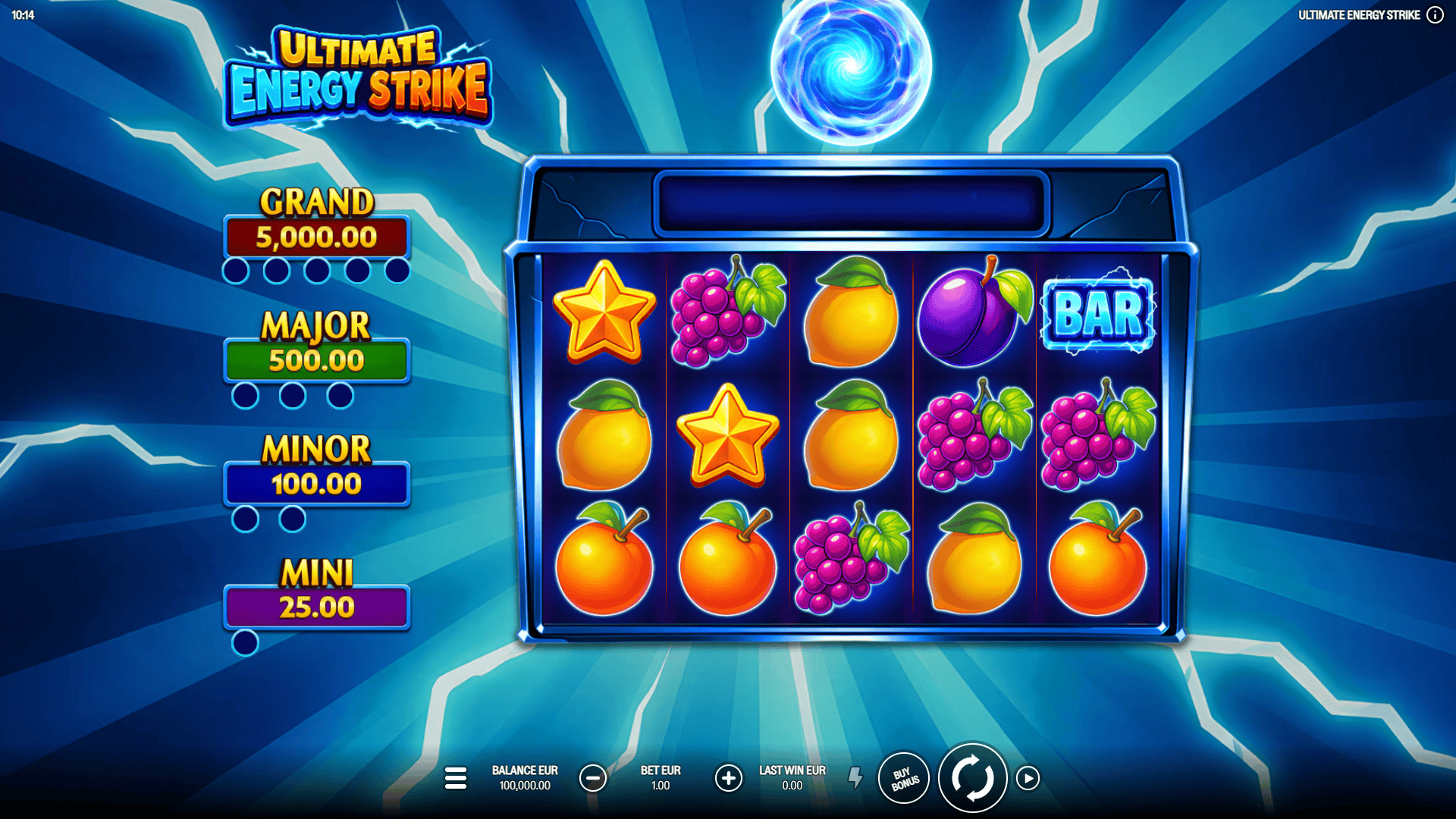 Ultimate Energy Strike slot gameplay reels