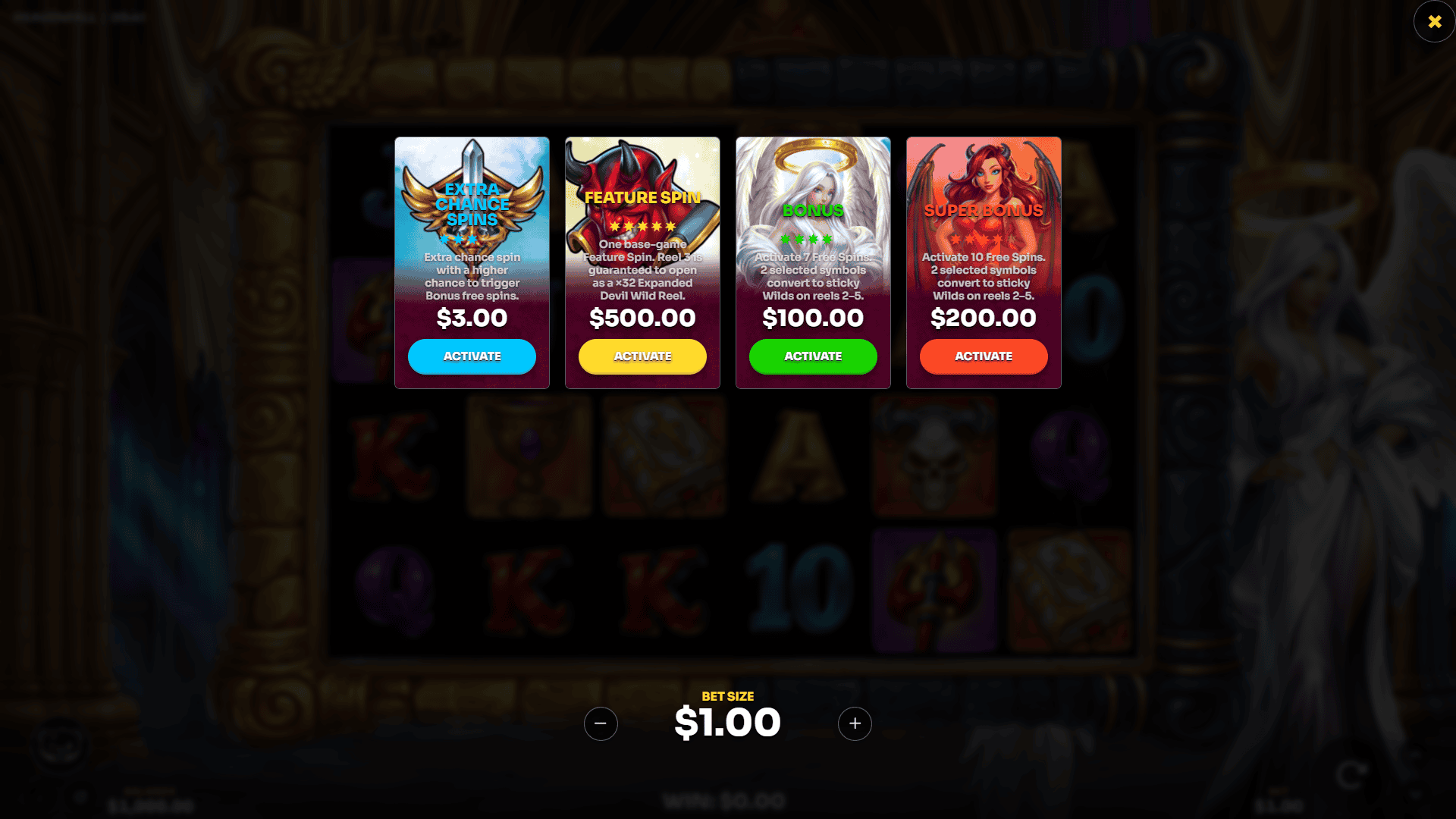 Heavenfall bonus buy menu