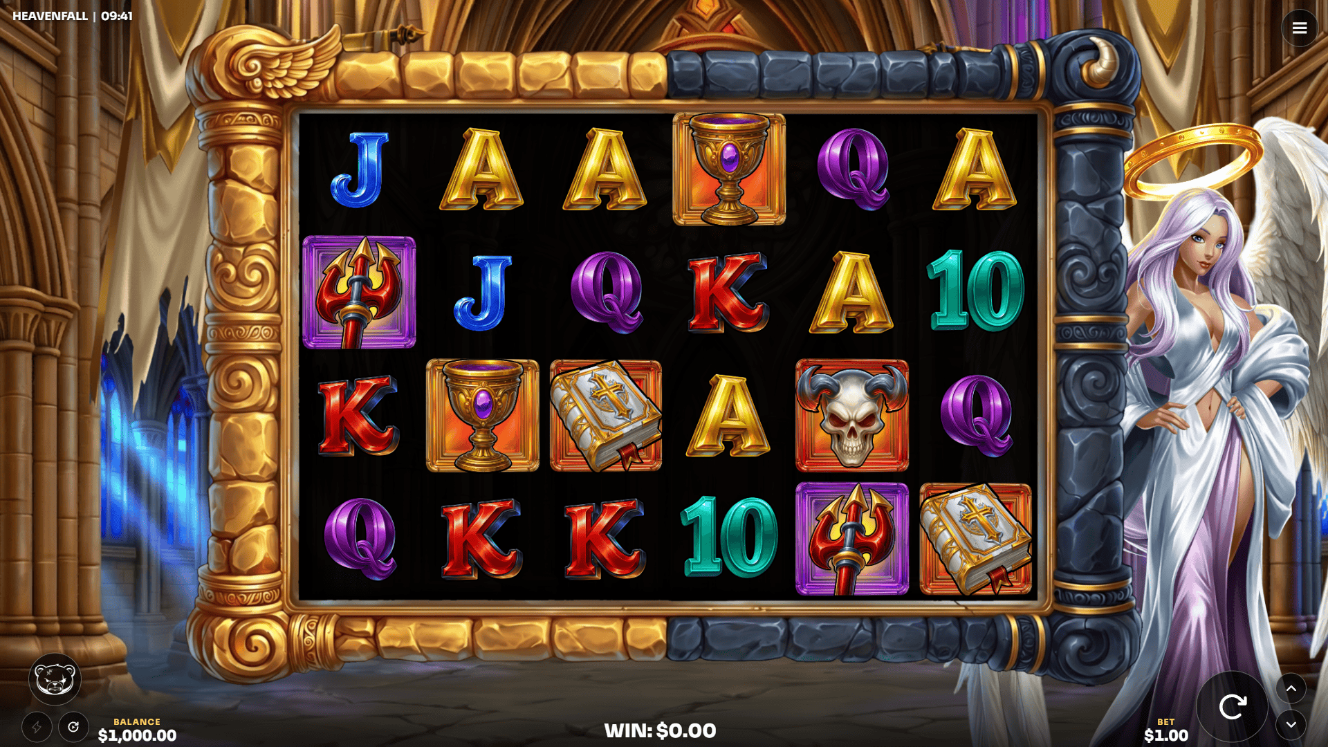 Heavenfall slot gameplay reels