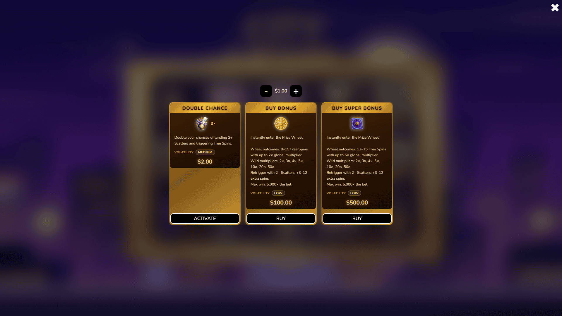 City Lights bonus buy menu