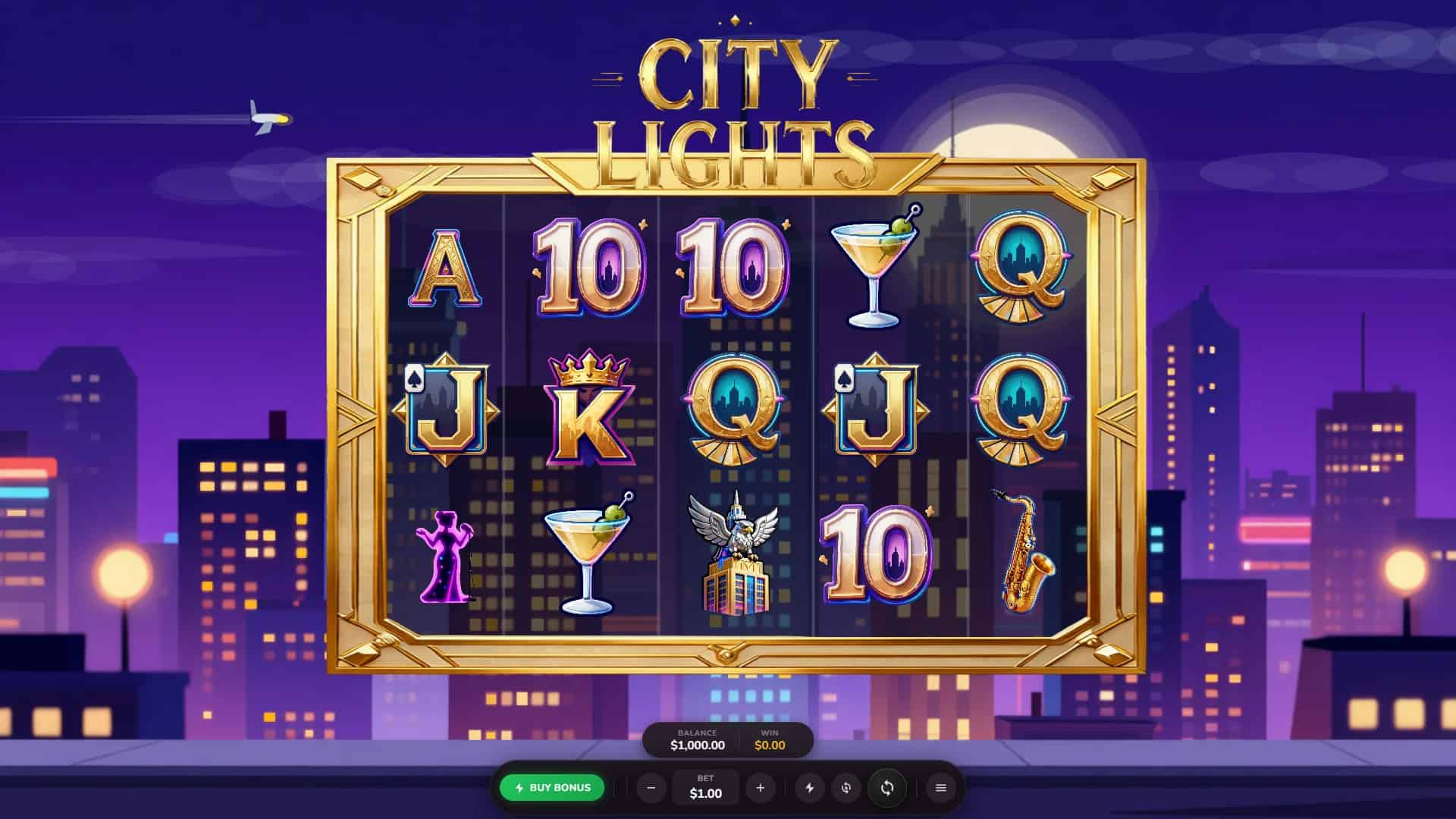 City Lights slot gameplay reels
